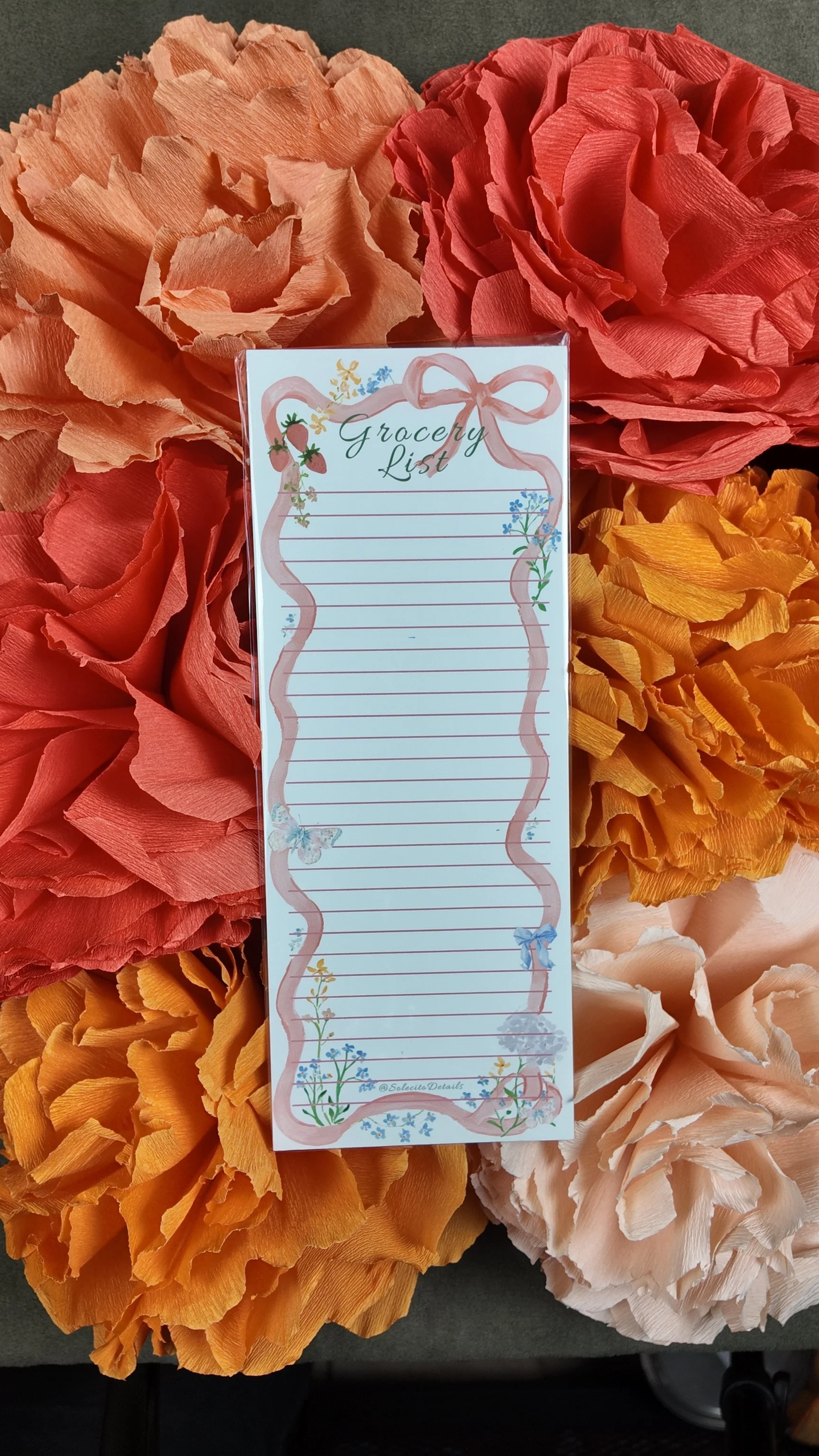 Pink bow grocery list