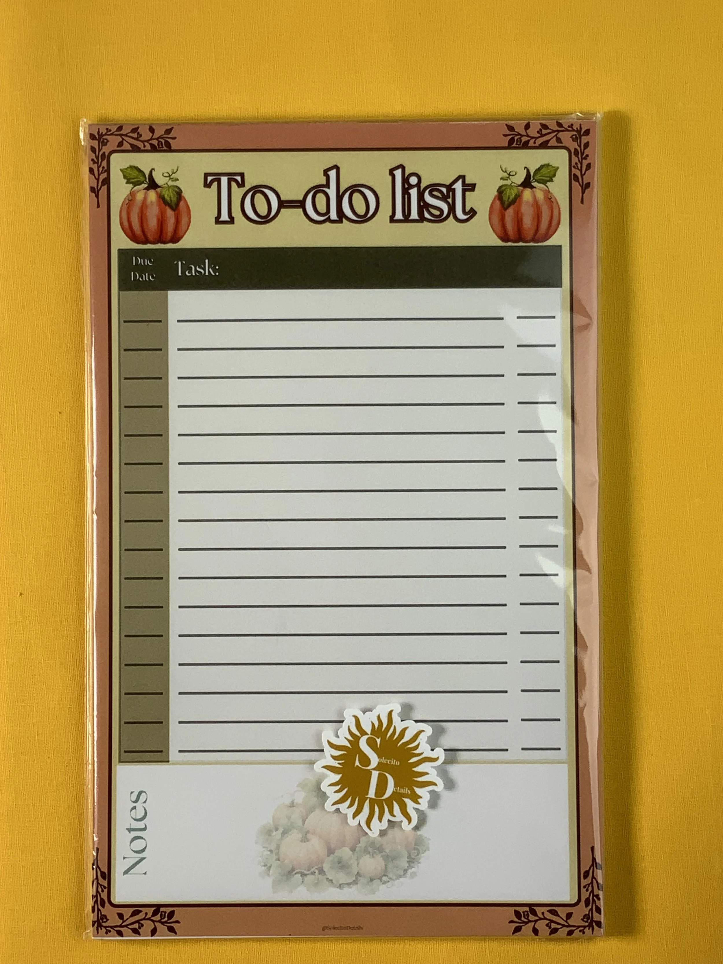 Fall Pumpkin Half To-Do List Notepad