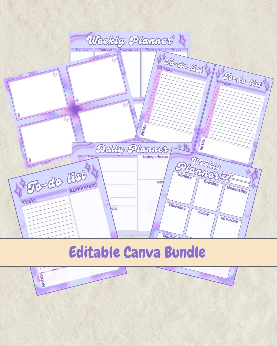 Pastel Aura Editable Canva Planner Bundle