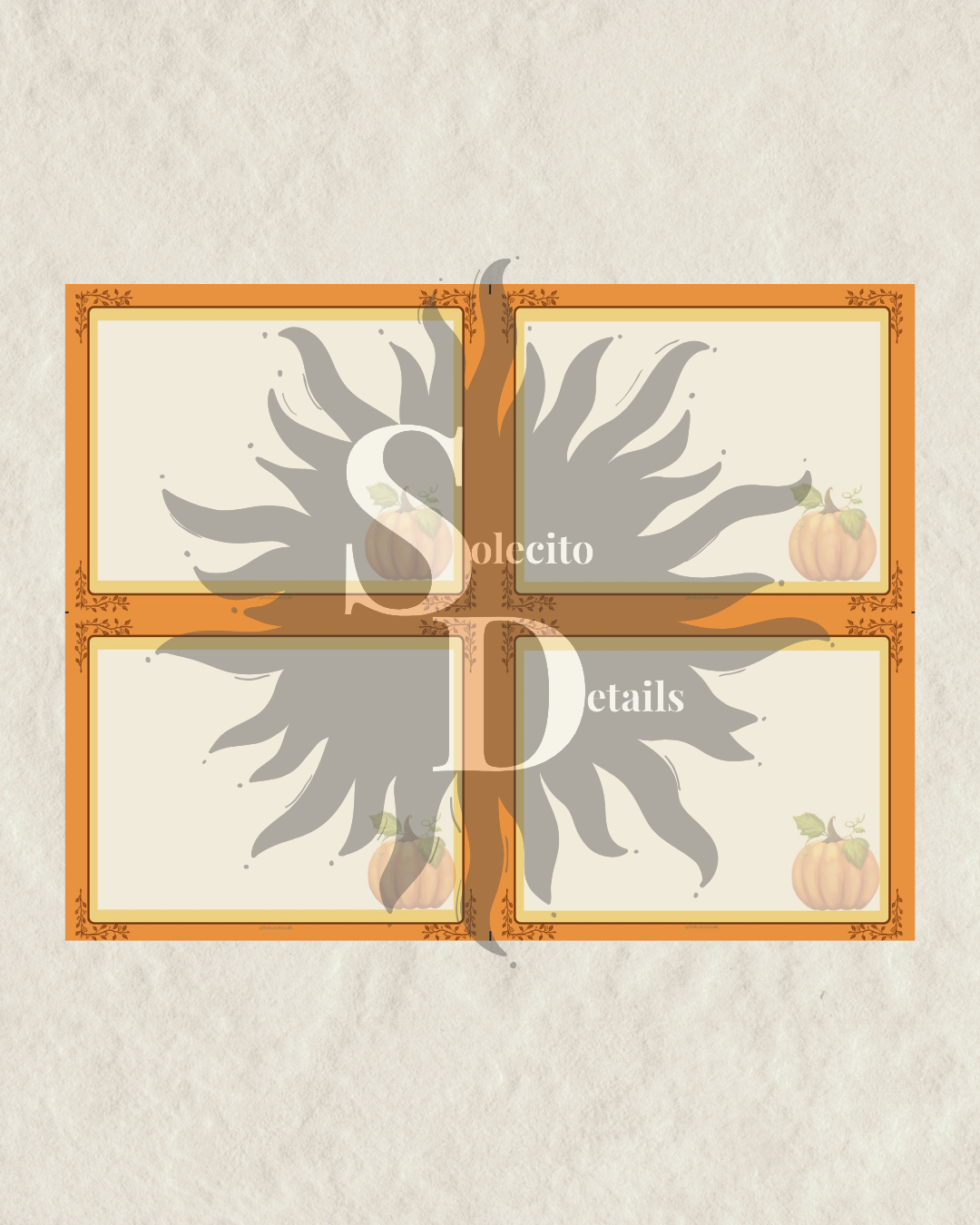 Pumpkin printable PDF note cards