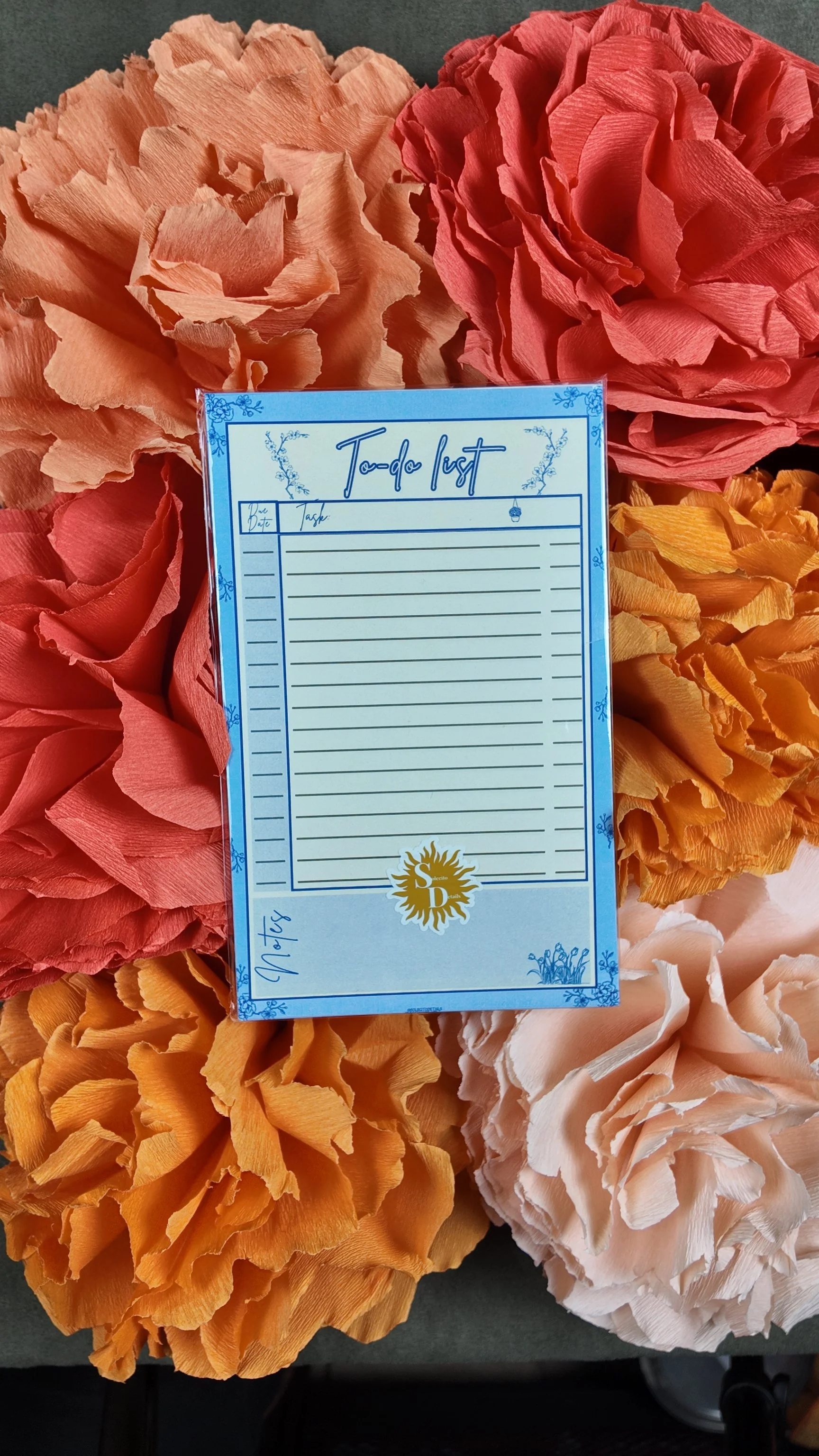 Half size blue cheery blossom to-do list