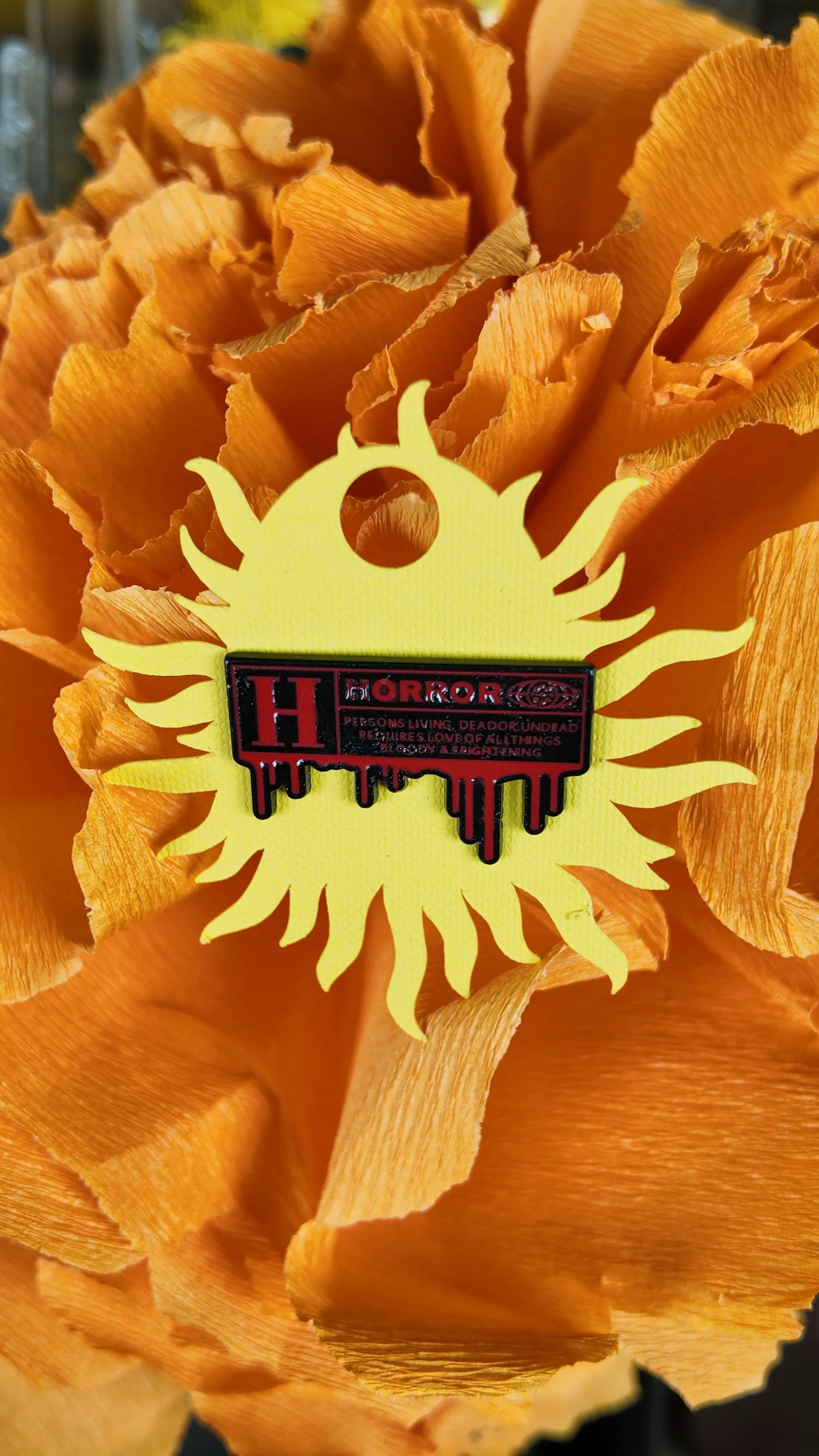 Rated H for horror pin