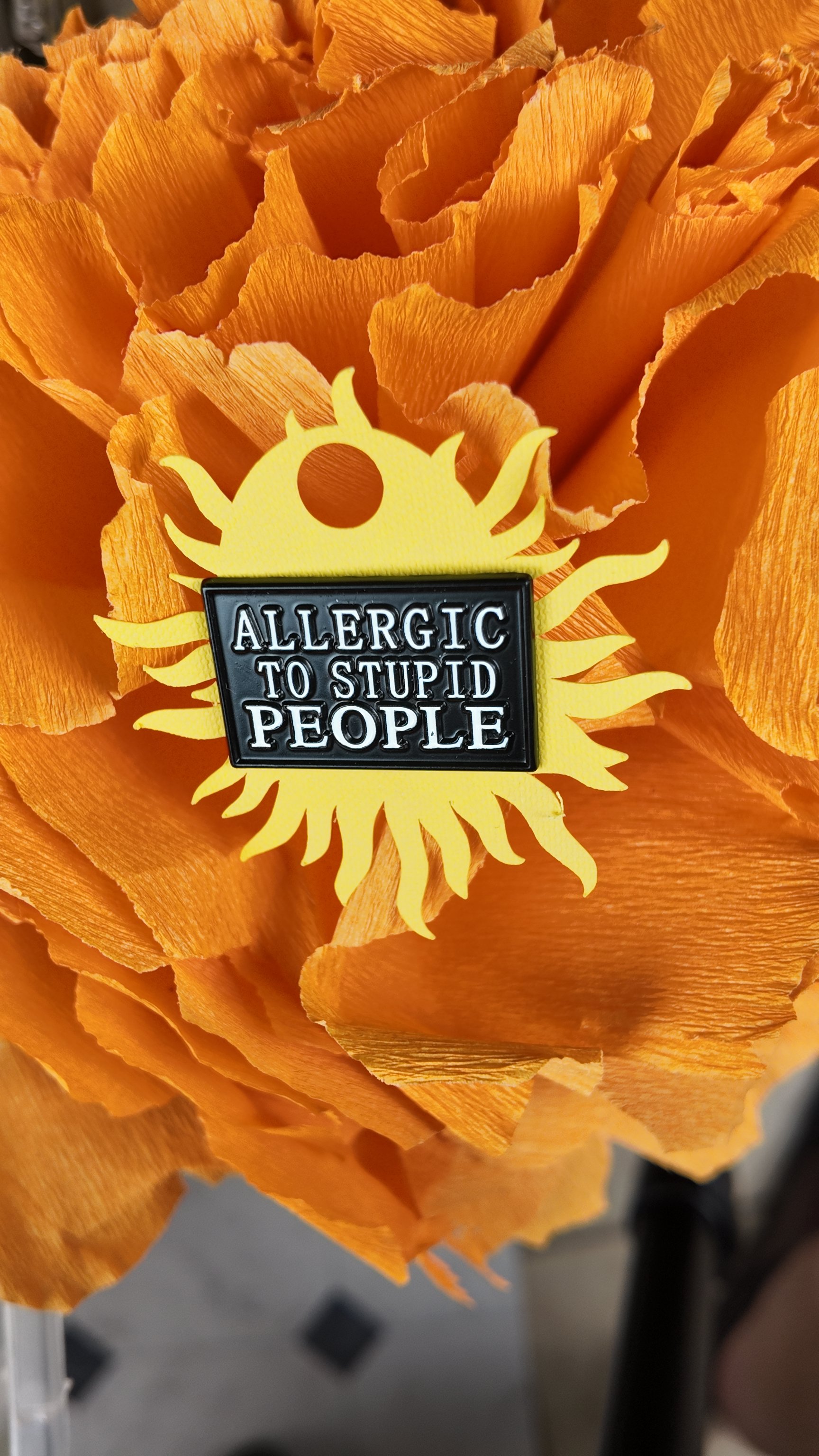 Allergic to stupid people pin