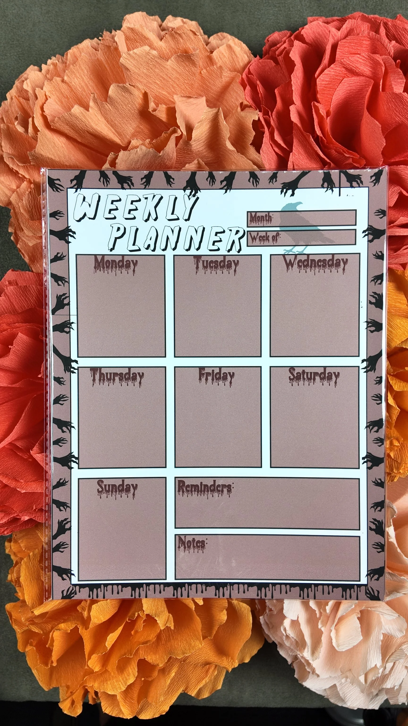 Scary hands weekly planner