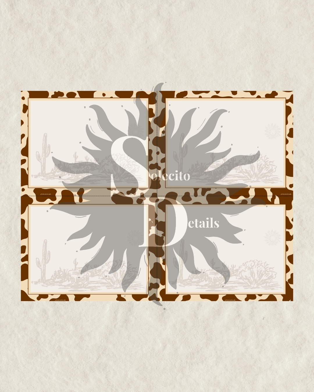 Editable Western Cow Canva note cards