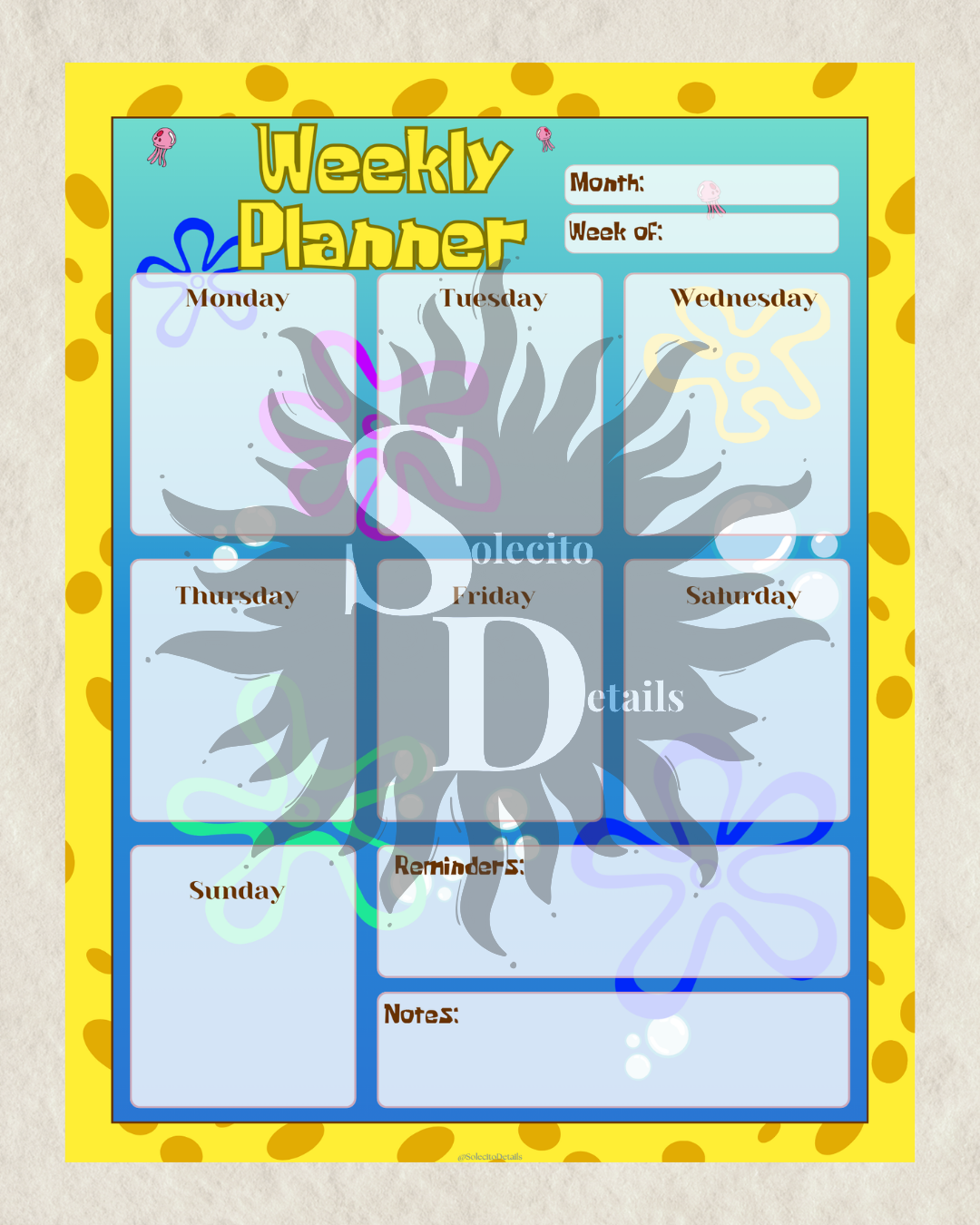 Editable Under the Sea Canva weekly planner