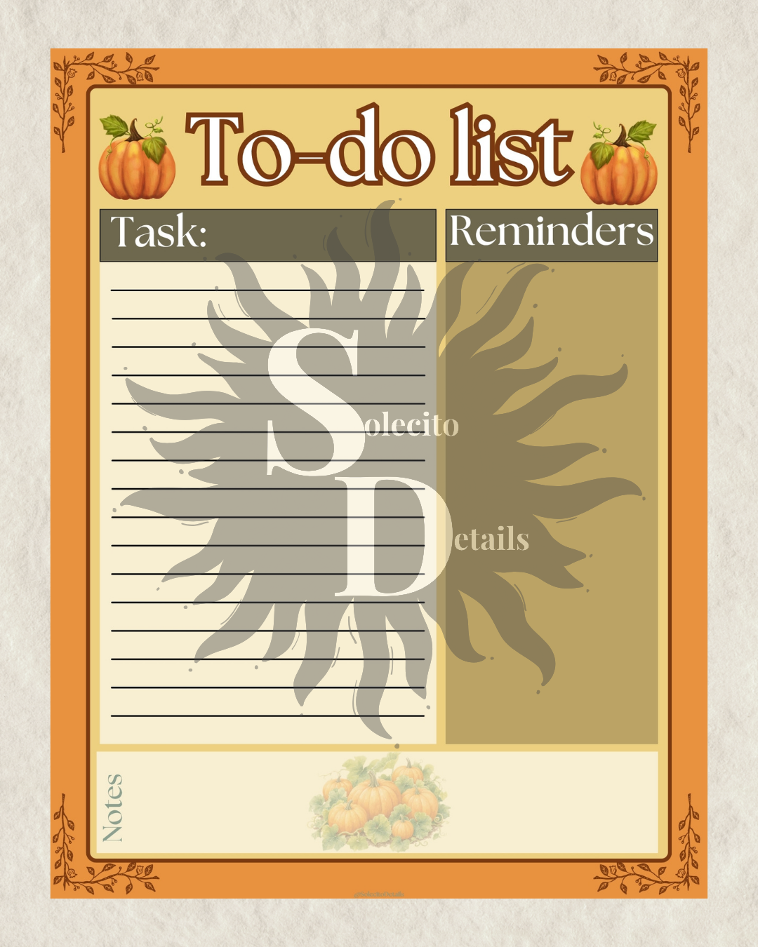 Editable pumpkin Canva to-do list