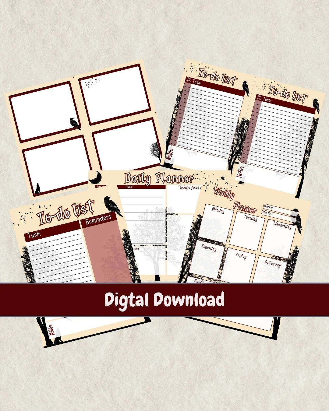 Gothic Raven Planner Bundle