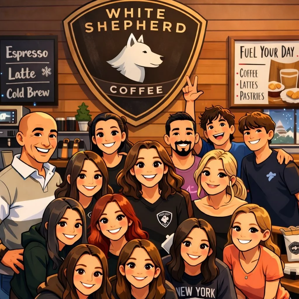 #team #whiteshepherdcoffee #chatgpt #cartoon 

Got the whole team-ish 😋🤪☕️🔥