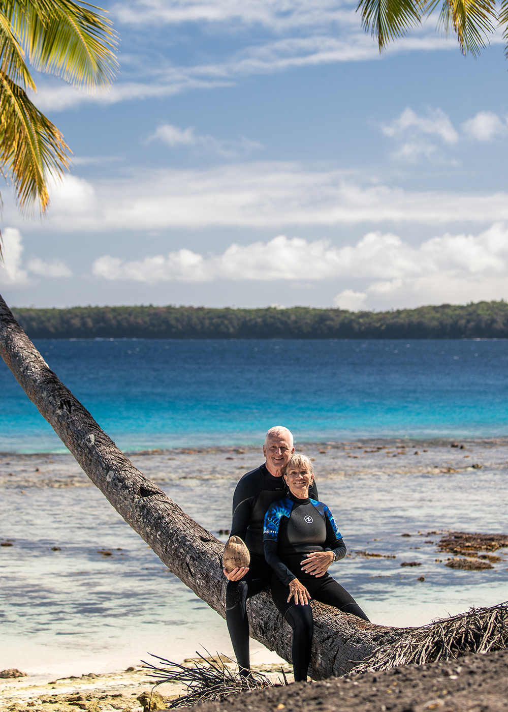 Couple smiling on beach