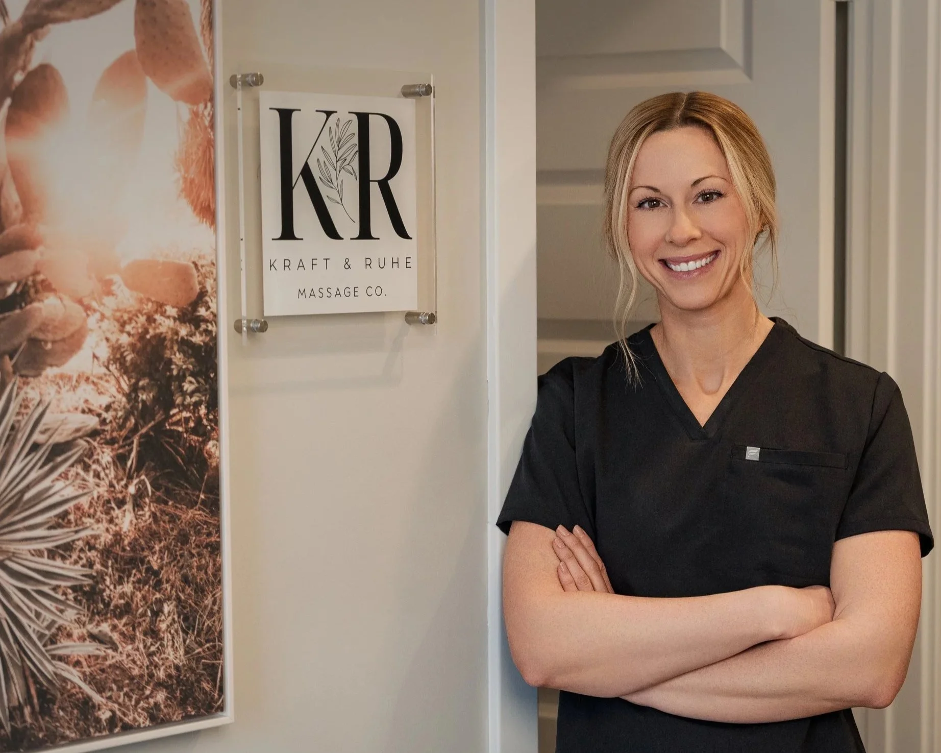 This is a picture of the primary massage therapist at Kraft & Ruhe