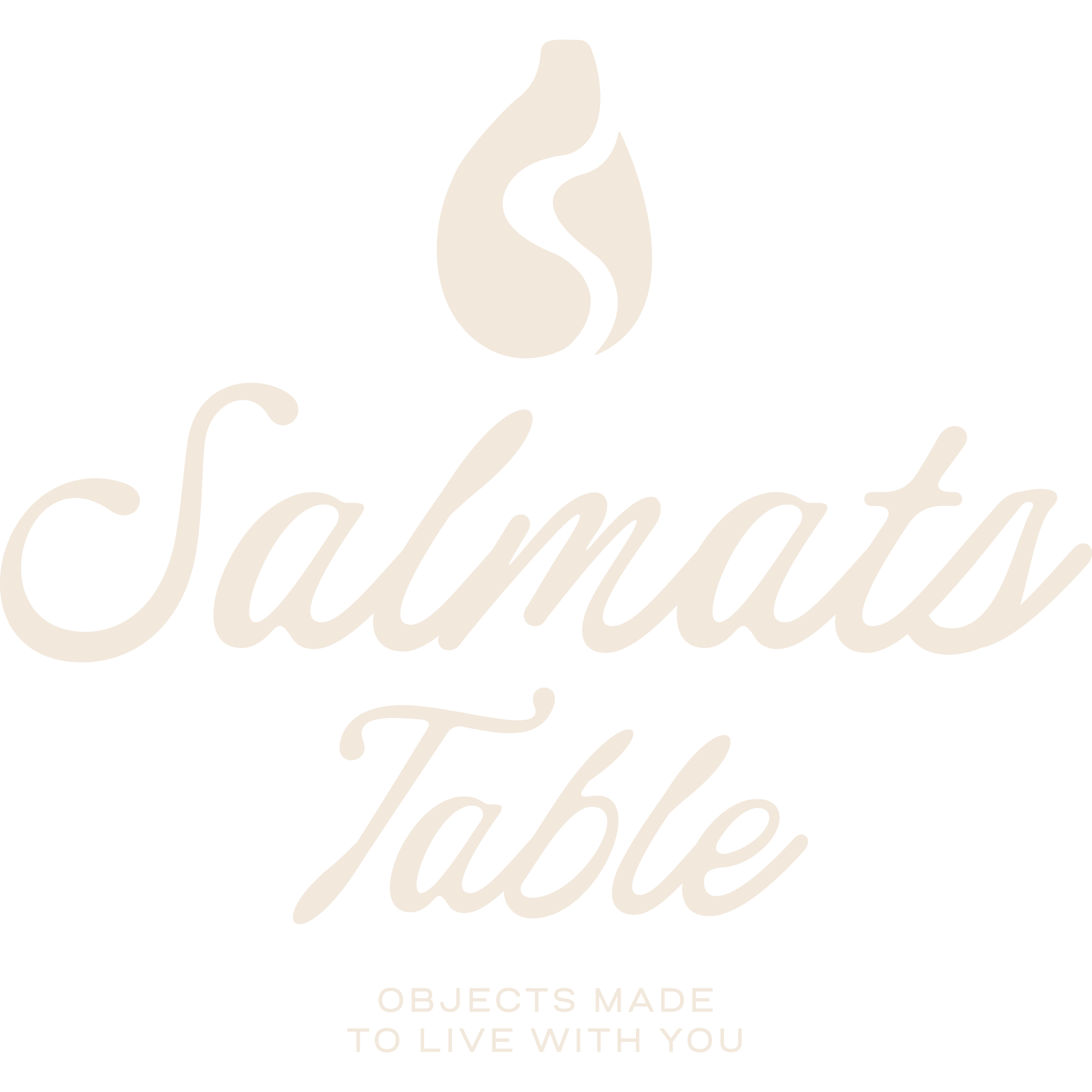 The image contains text that reads: "Salmat's Table -  Objects made to live with you."