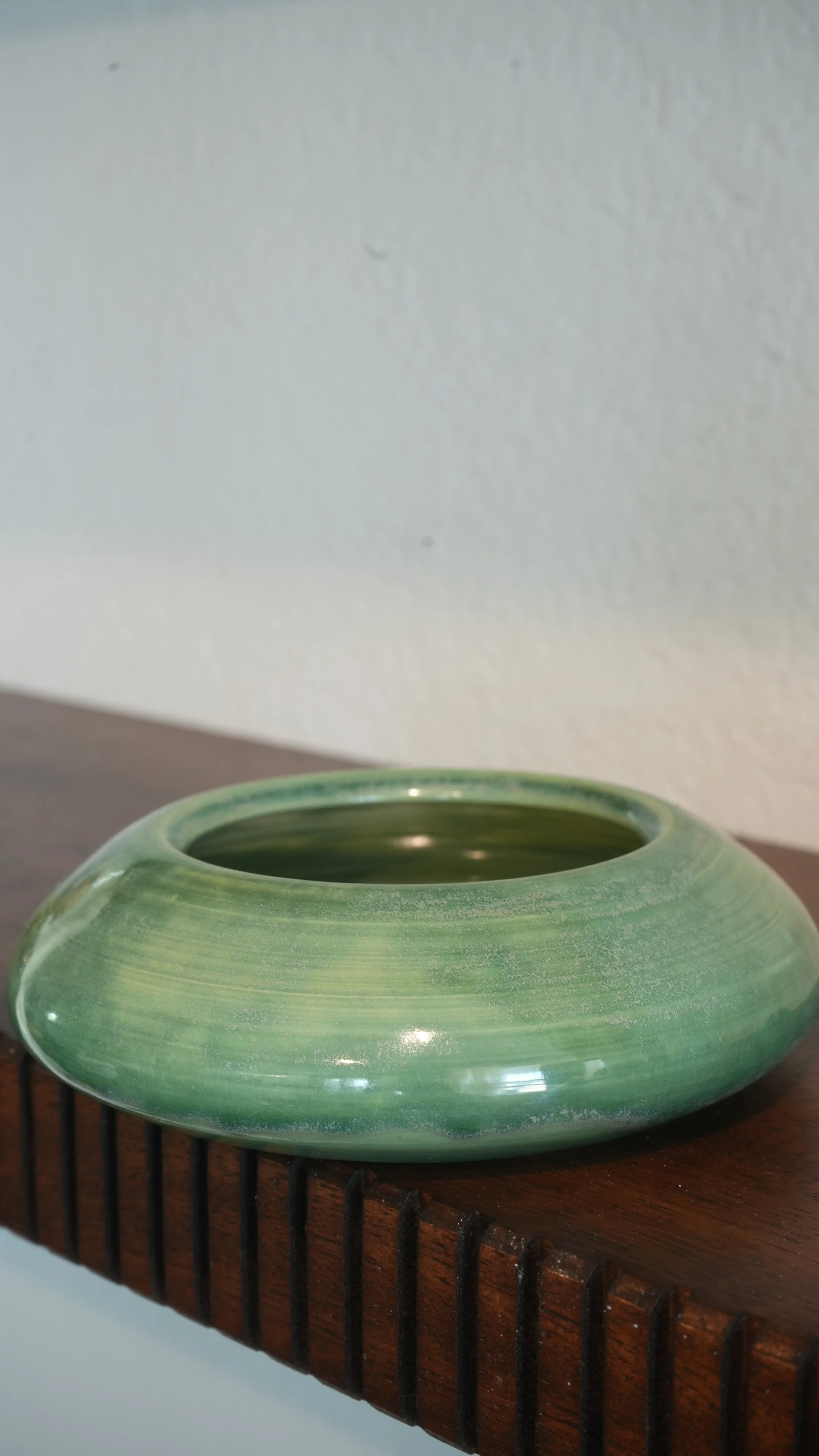 Moss Green Low Ikebana Vessel