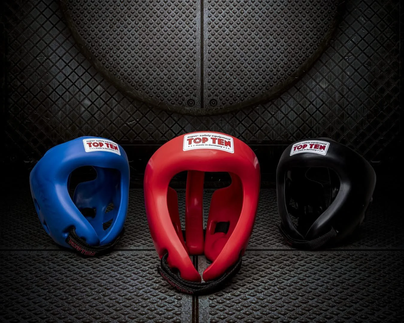 TOP TEN Head Guards Blue, Red and Black