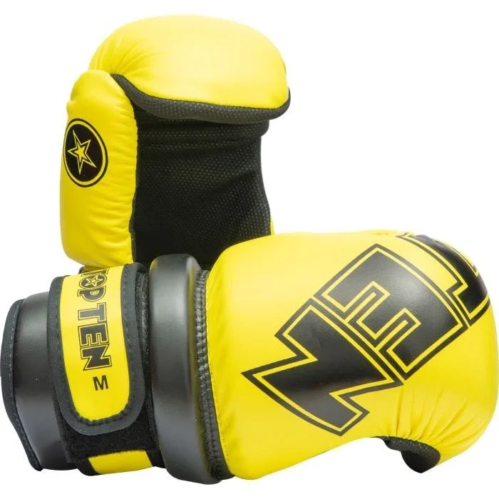 TOP TEN Pointfighter Glossy Block Yellow Black Sparring Gloves