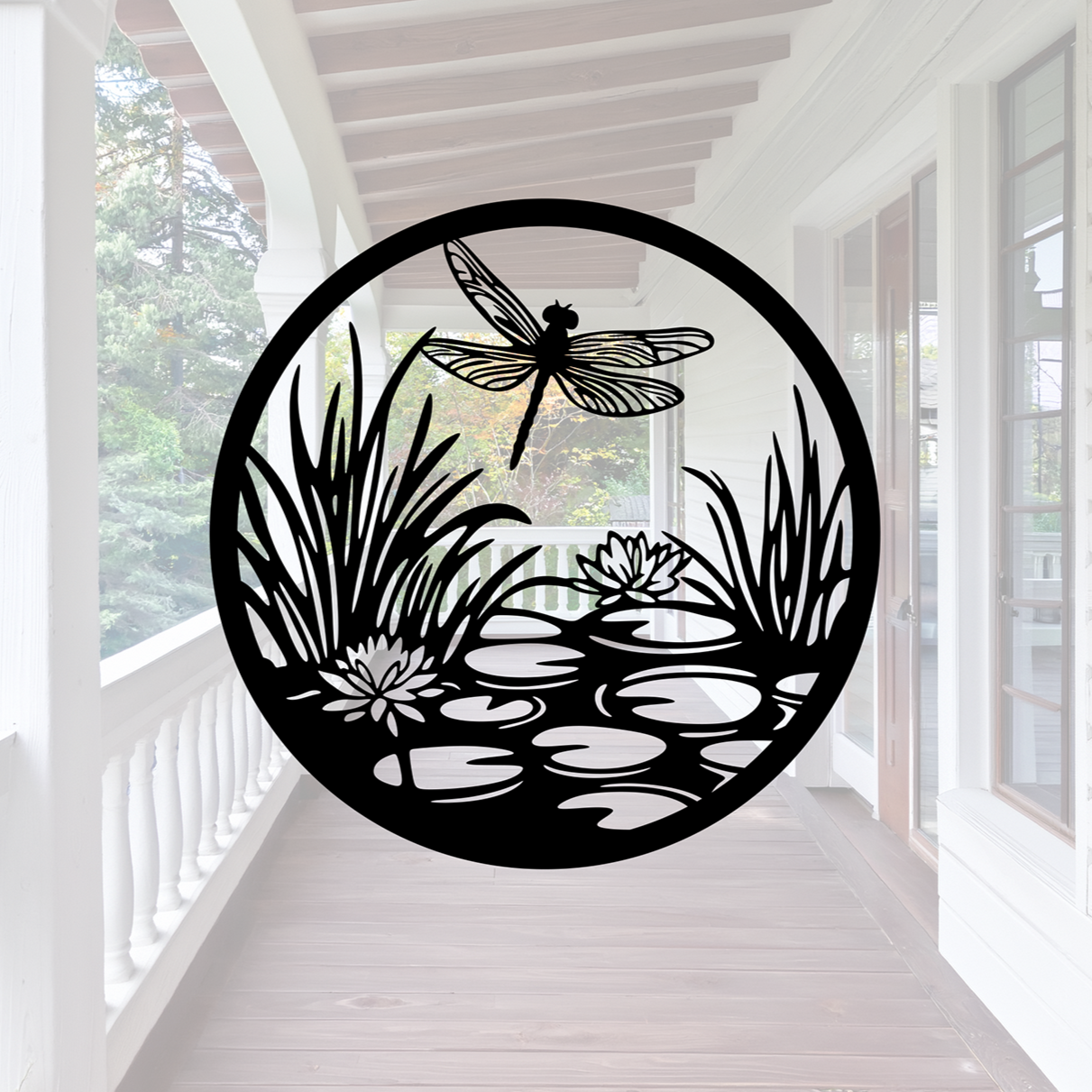 ITEM 117 - 12" Circle - Dragonfly Scene