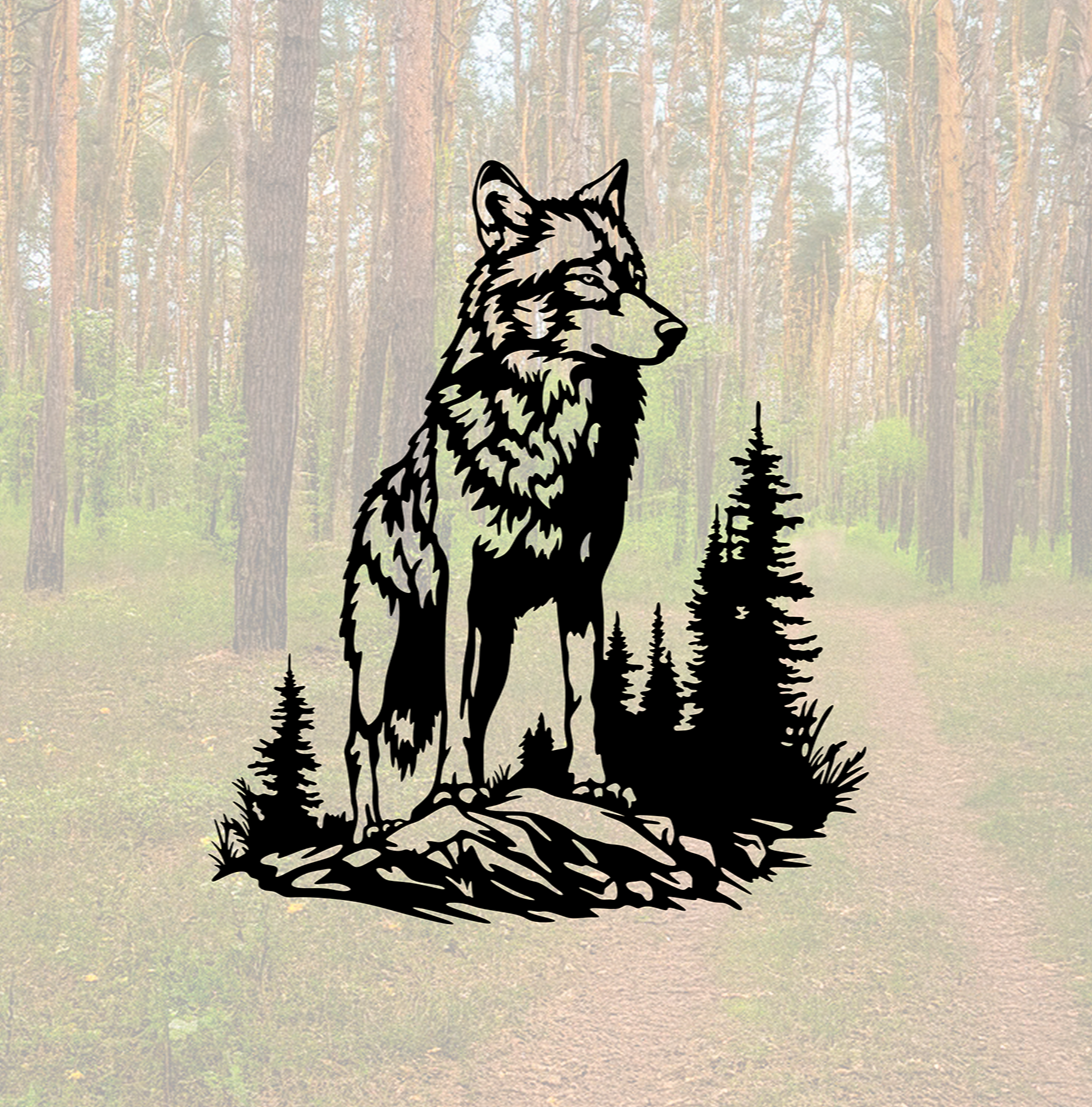 ITEM 30 - 12”W x 14”H - Wolf Scene