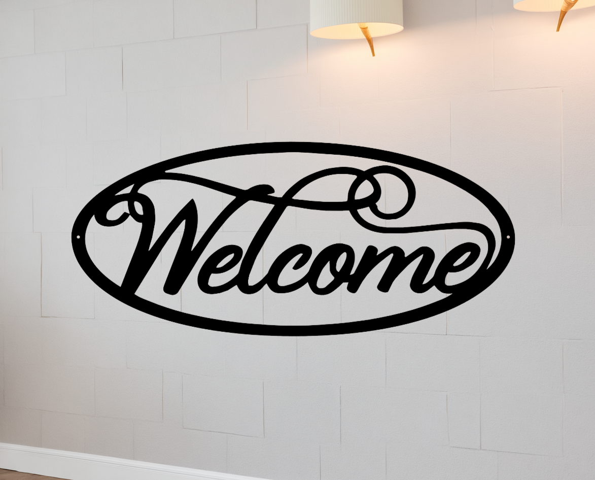 ITEM 184 - 28"W x 12.25"H - Oval, Welcome sign