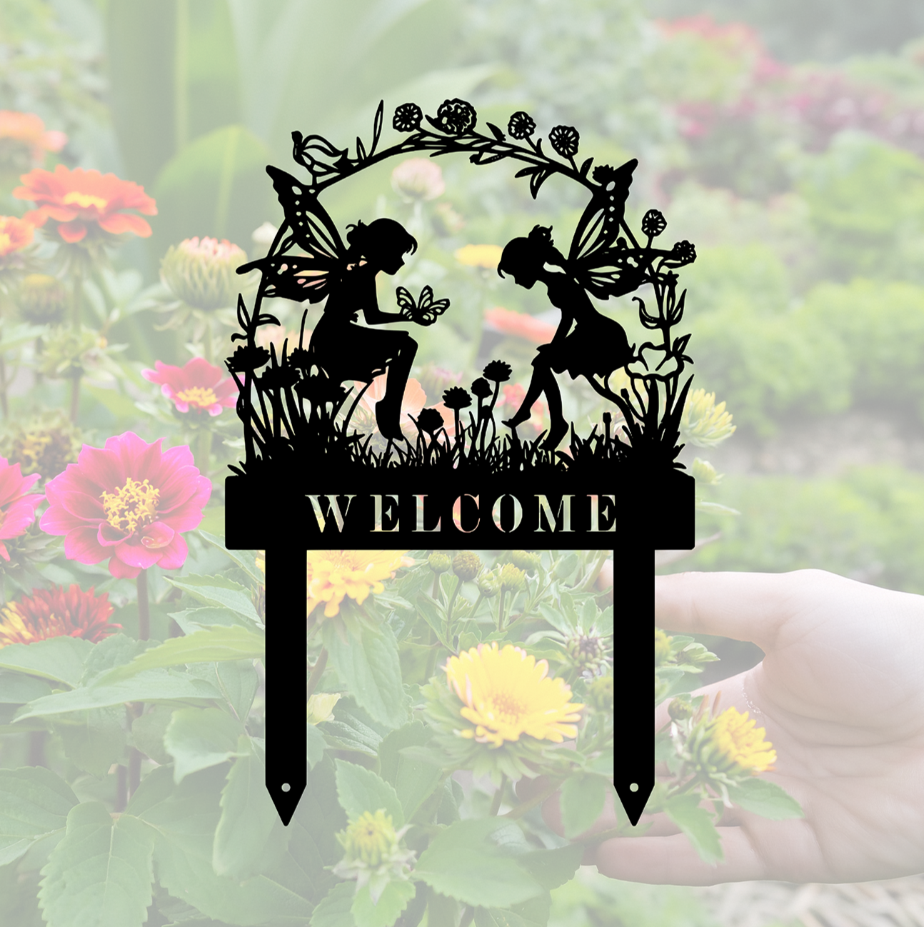 ITEM 163 - 15”W x 23.1”H - Welcome Garden Stakes