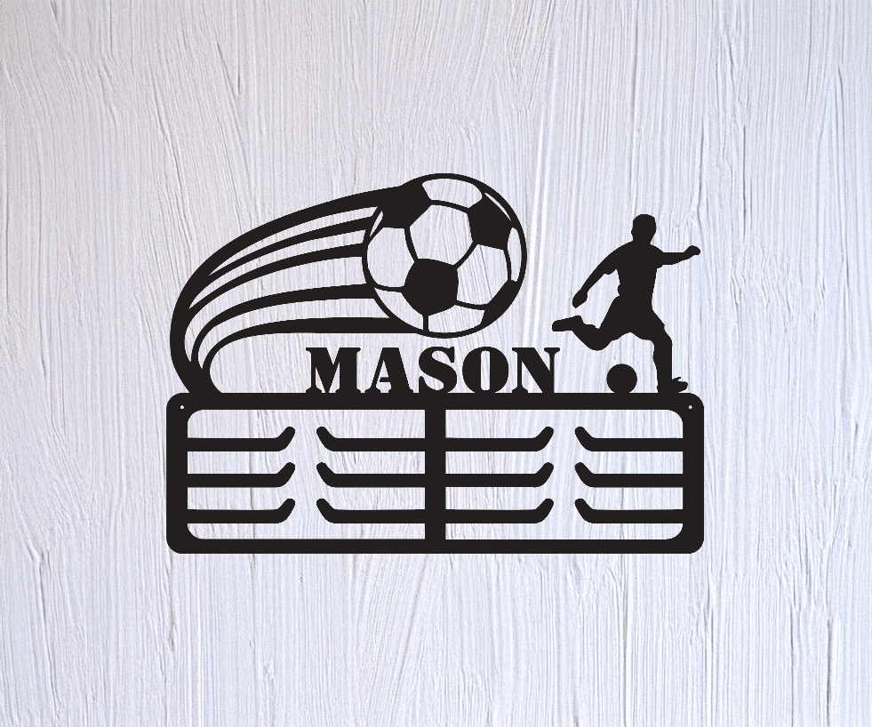 Custom Soccer Sign Metal Holder with your Child's Name. Let them be so proud of their individual accomplishments with Pride.