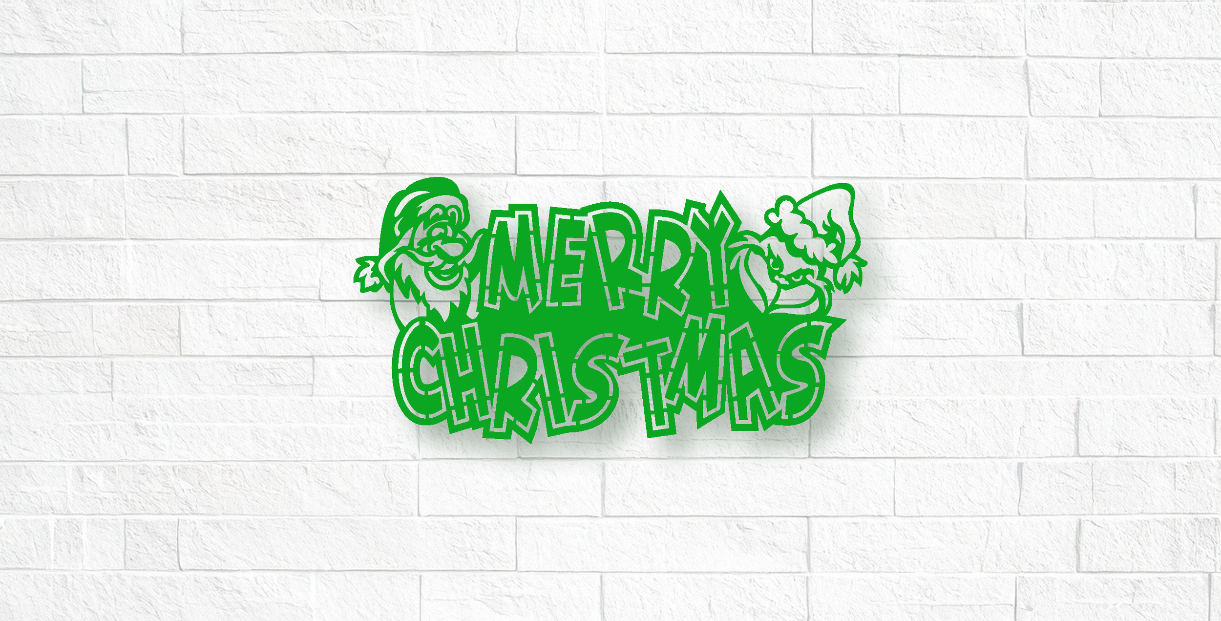 Custom Grinch and Santa, who wouldn't love this for the Holidays. This is available as a wall decoration or with a base to sit on a home shelf or desk. This one is powder coated in Leaf Green. Custom sizes available as well.