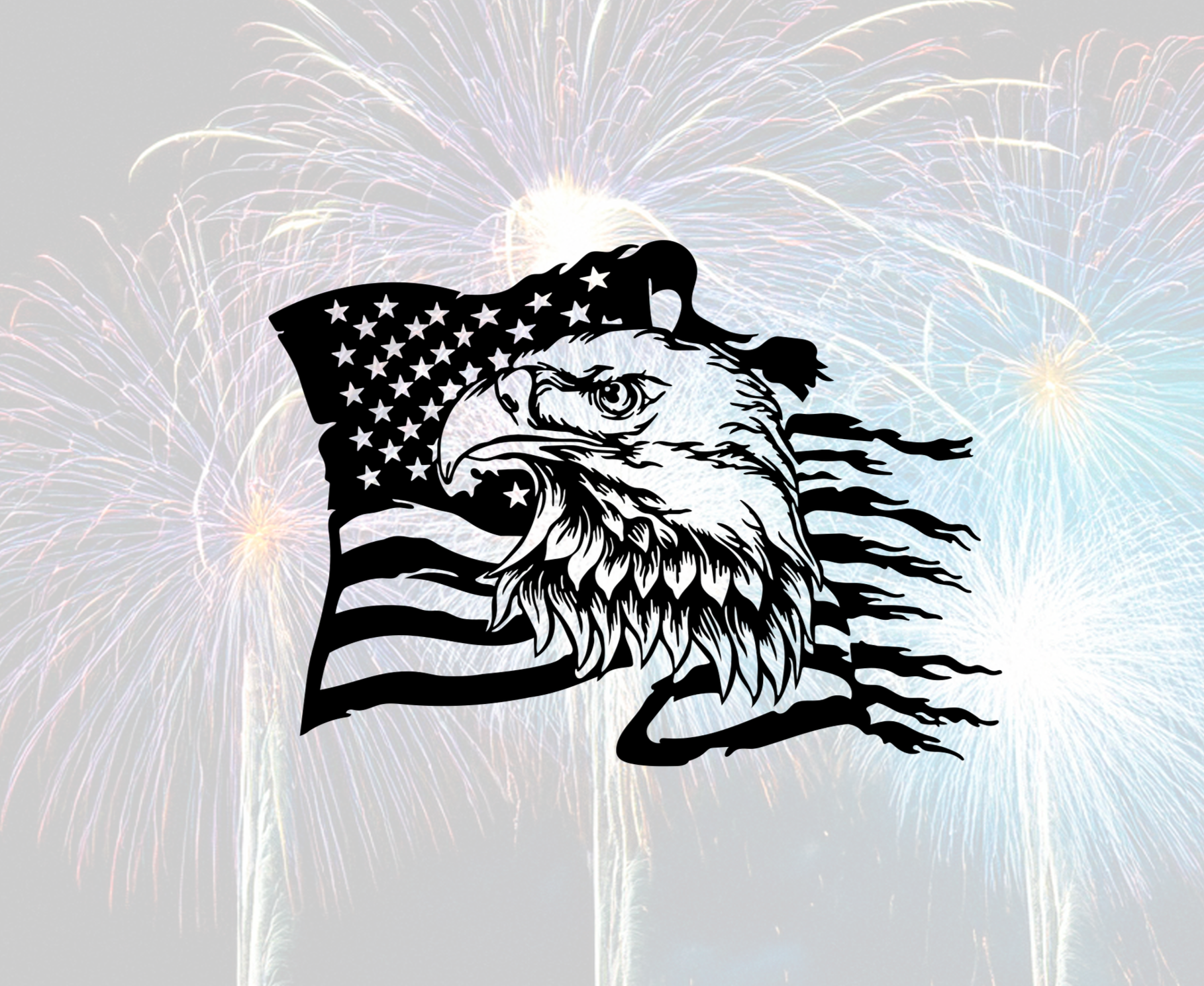 ITEM 91 - 18.3"W x 16.5"H - Eagle, Flag