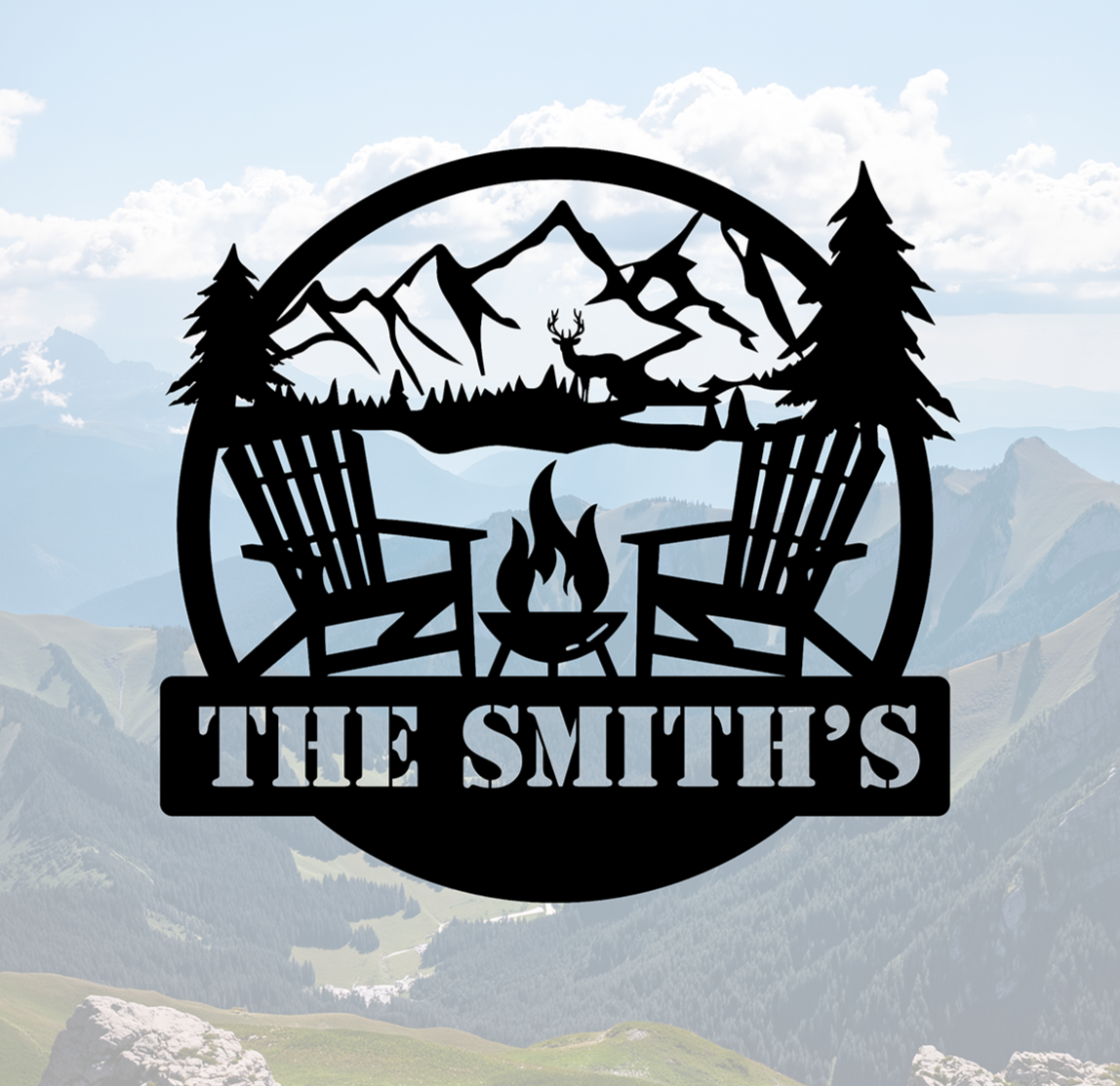 ITEM 108 - 12”W x 12”H - Mountain View, with Custom Last Name