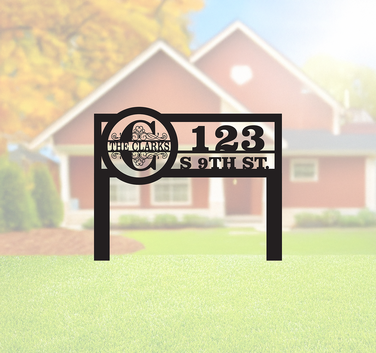 24"W x 21"H - Custom Name and Address Powder Coated Yard Sign