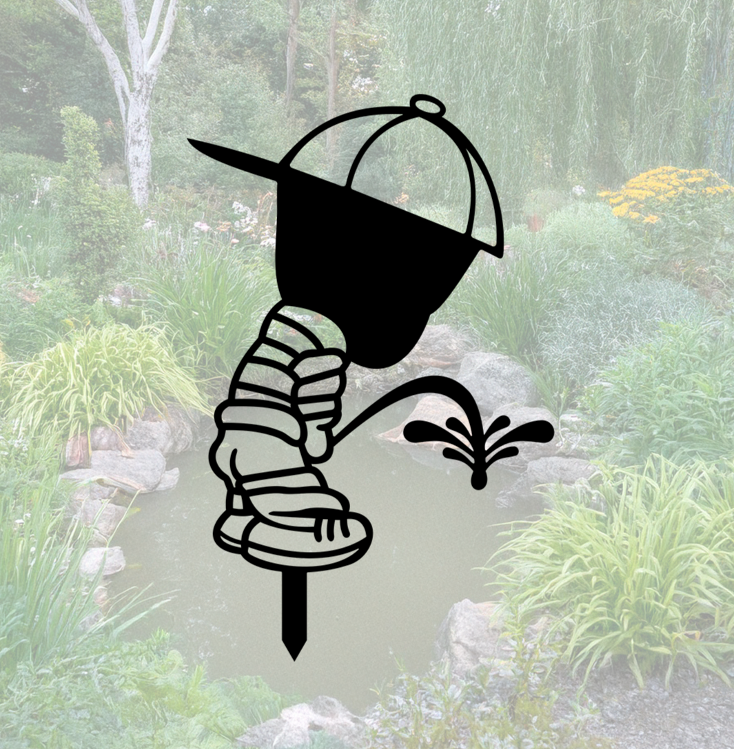 ITEM 162 - 9.1”W x 14.1”H - Peeing Kid, Garden Stake