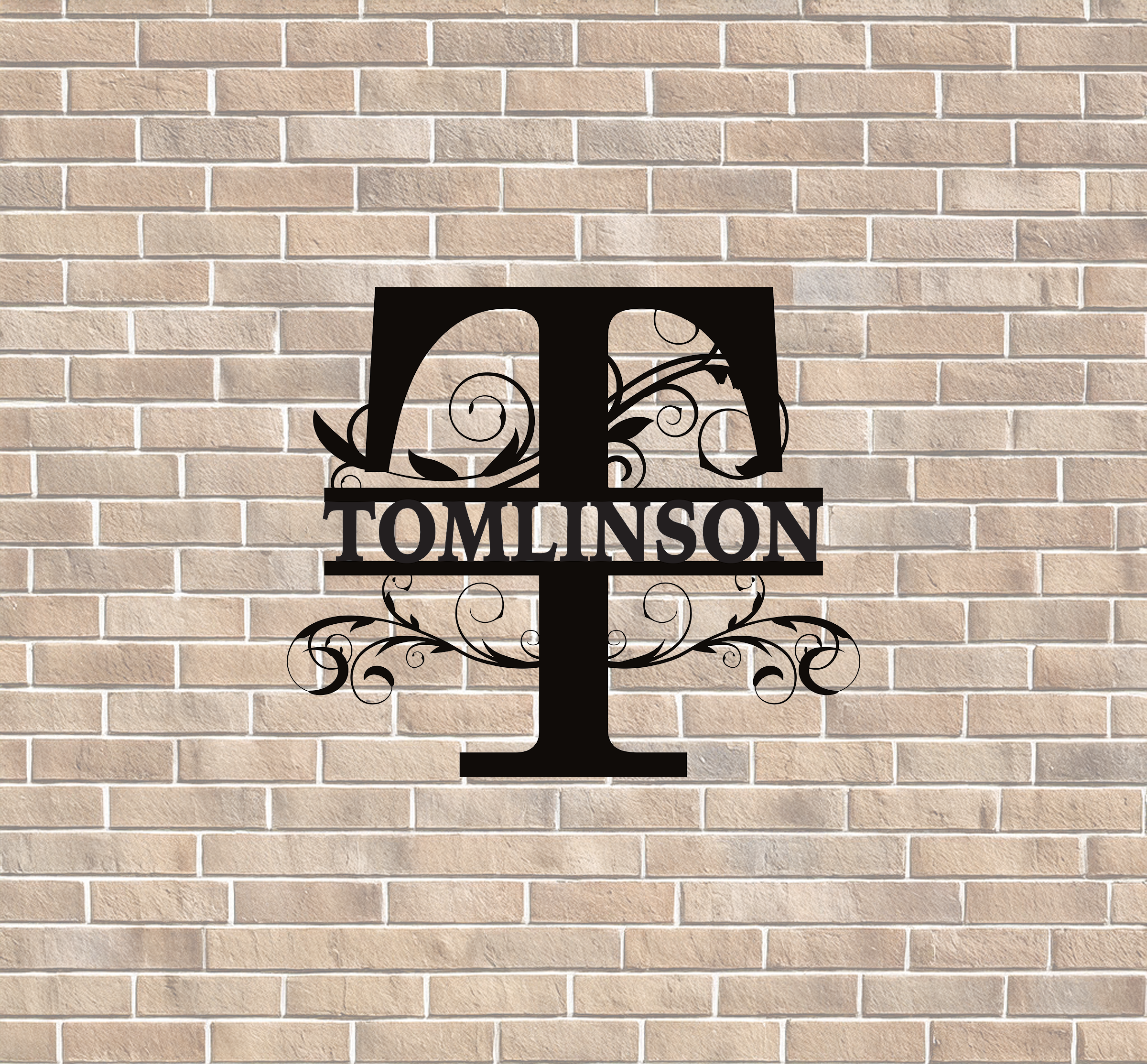 Decorative metal sign with a Custom Last Name and a Large Initial Letter of your Last Name. A - Z available. Available in custom Powder Coated Colors or paint it yourself on Carbon Steel.