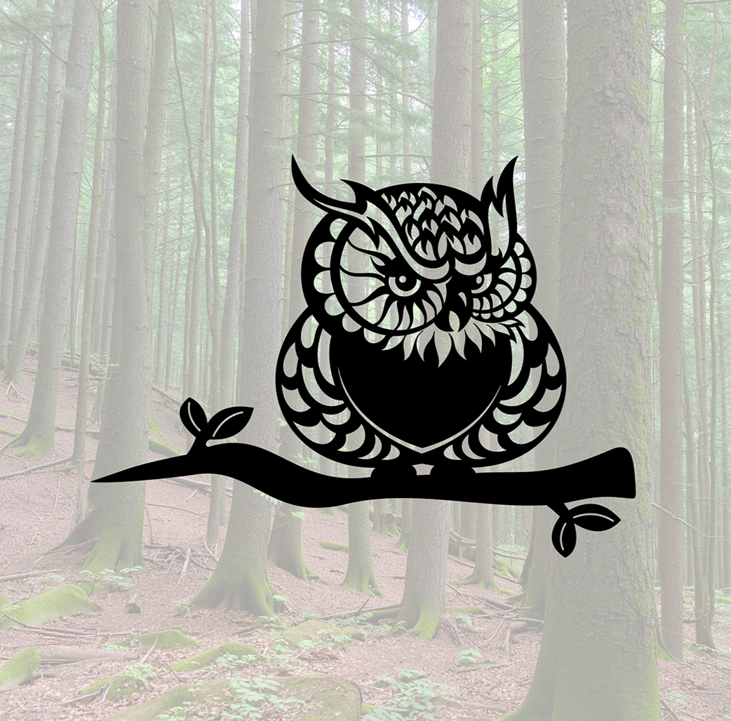 ITEM 27 - 12.8”W x 9.5”H - Owl Tree Stake