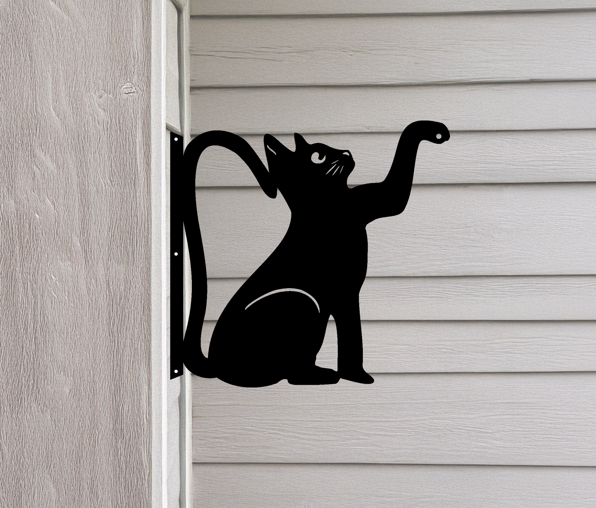 17.5"W x 15"H - Cat Plant Holder can be mounted to any post or flat surface, mounting hardware not included.