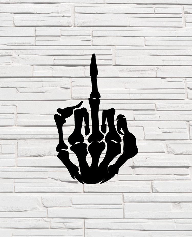12"H x 8"W - Skeleton Middle Finger, I deal for everyday or as a Halloween Decoration.