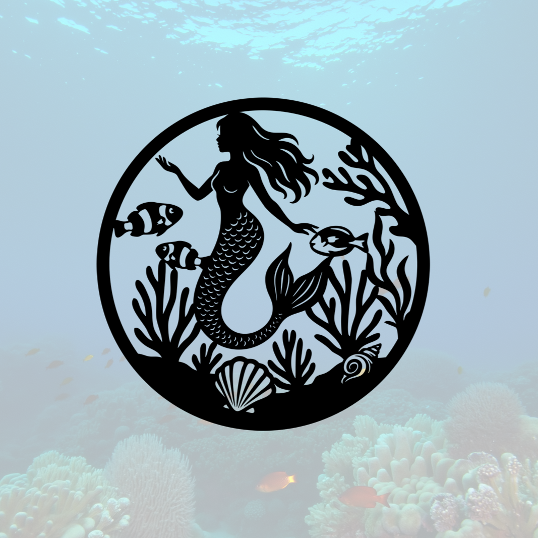 ITEM 178- 12”W x 12"H - Circular Mermaid Scene