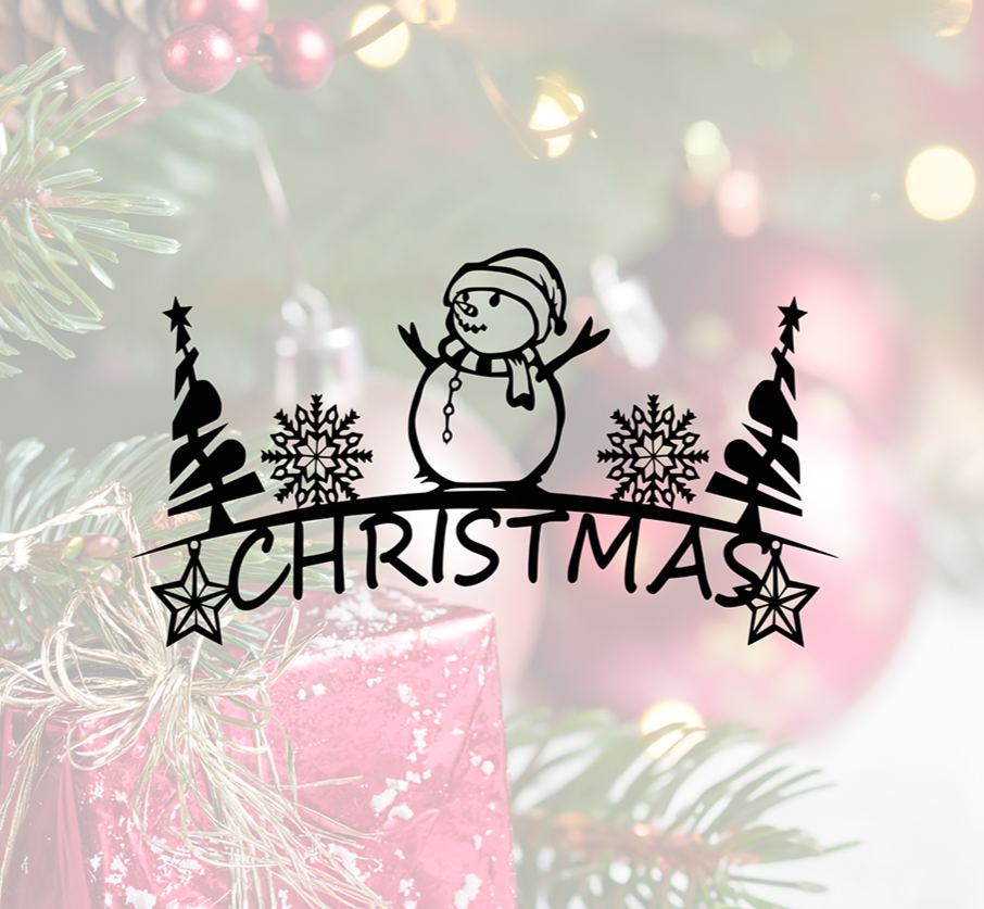 ITEM 66 - 15"W x 7.4"H - Christmas Sign with Snowman/Trees