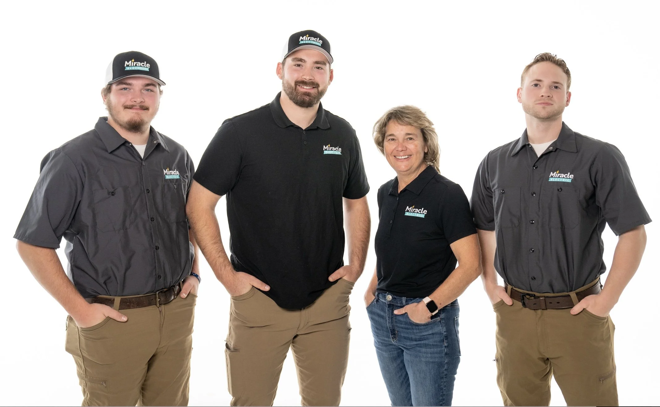 The Miracle Electric, Portland, Maine team. Three men and a woman.