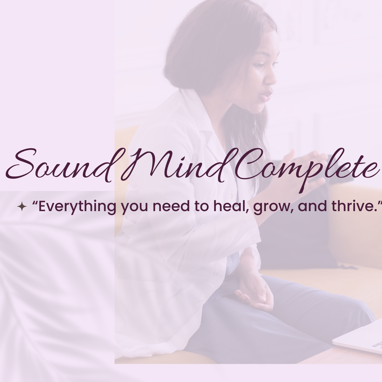 An abstract logo of two hands, one purple and one black, forming a heart shape with a DNA strand in the middle.