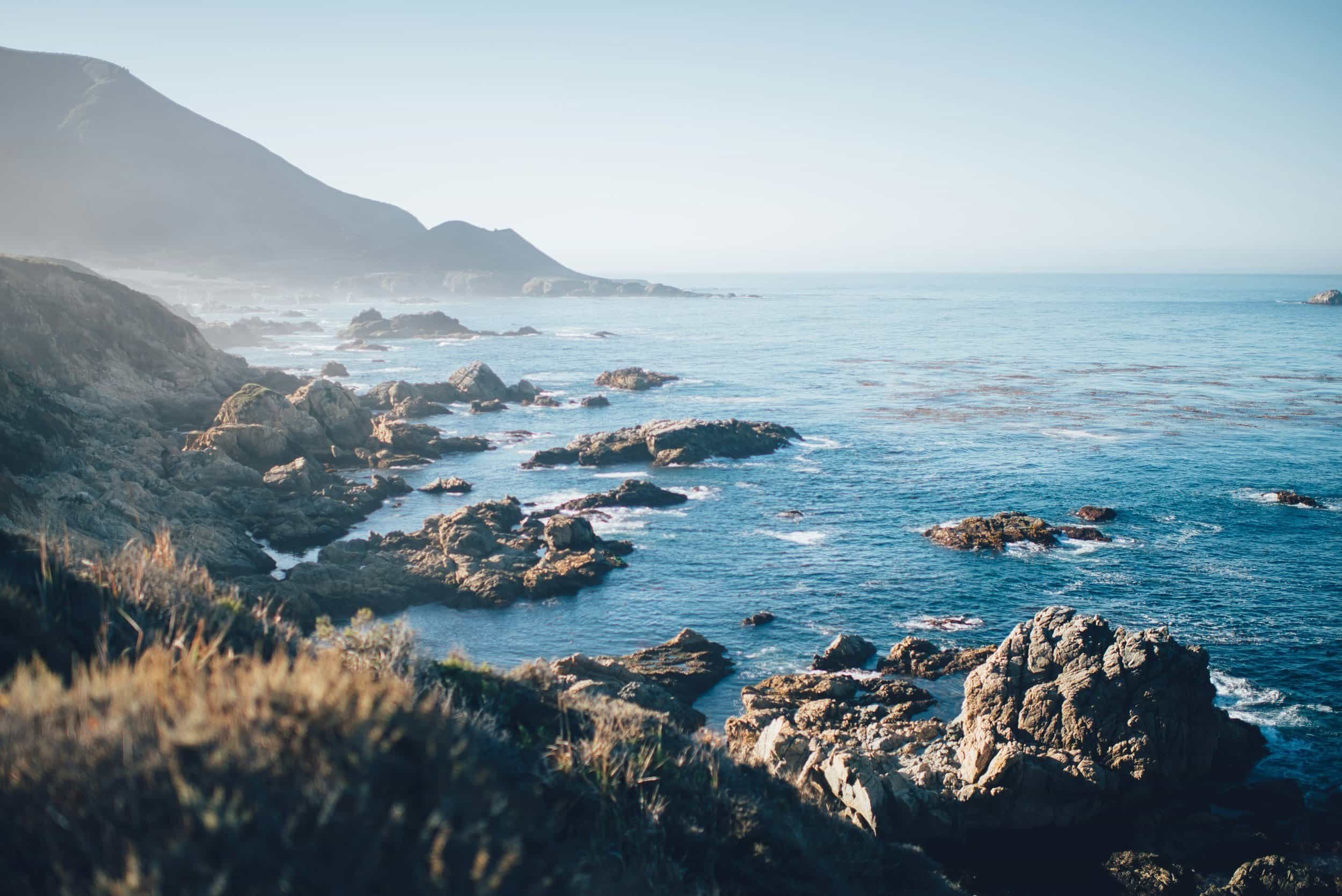 Coastal ocean landscape of rocks and sea