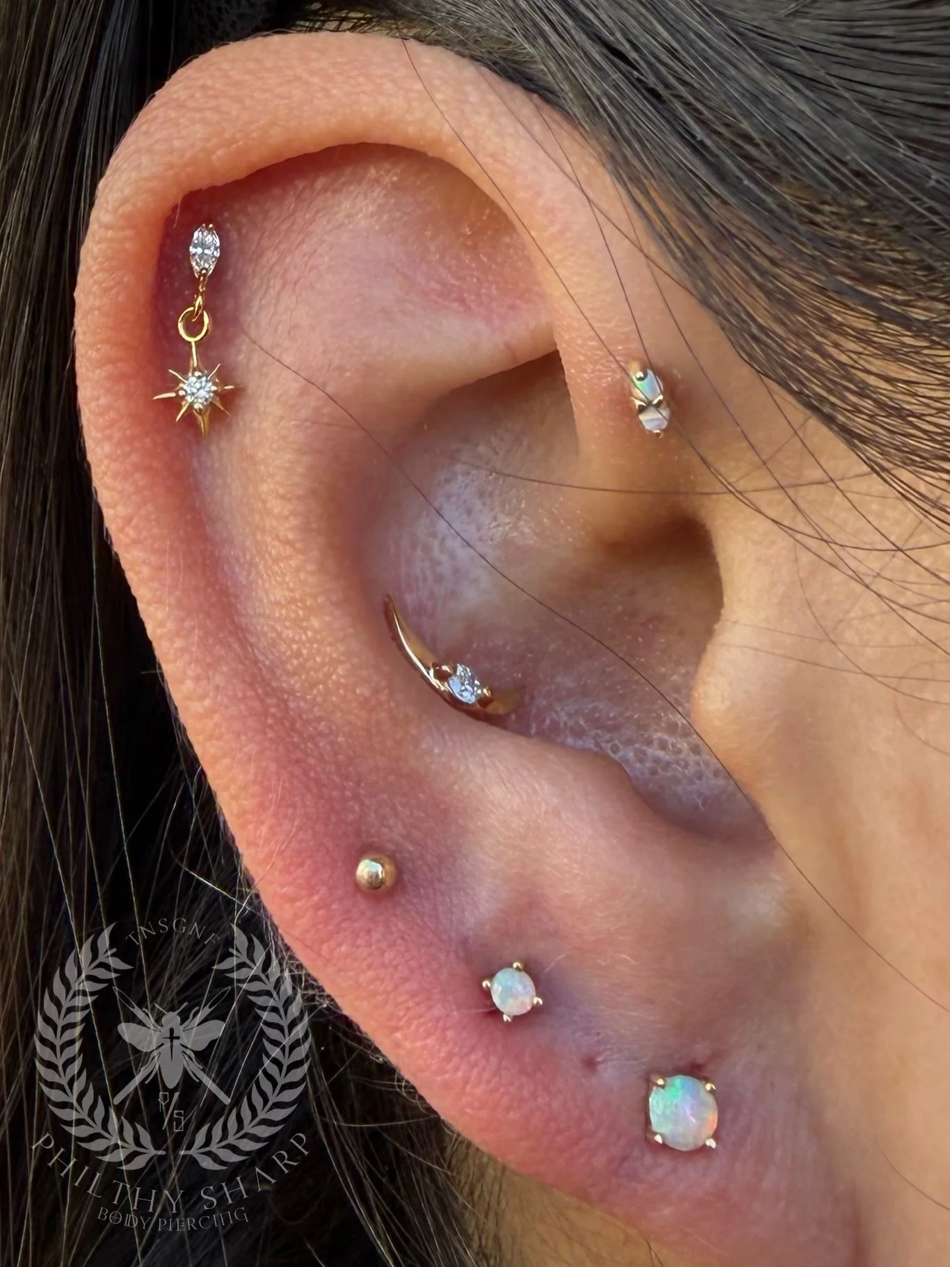 Check out these ethereal new piercings done by @philthysharp and all styled by our very own front counter person, Tommie! What a lovely curation ✨🌙🧚🏼

We have an abundant curation of jewelry available to choose from, and it&rsquo;s always growing.