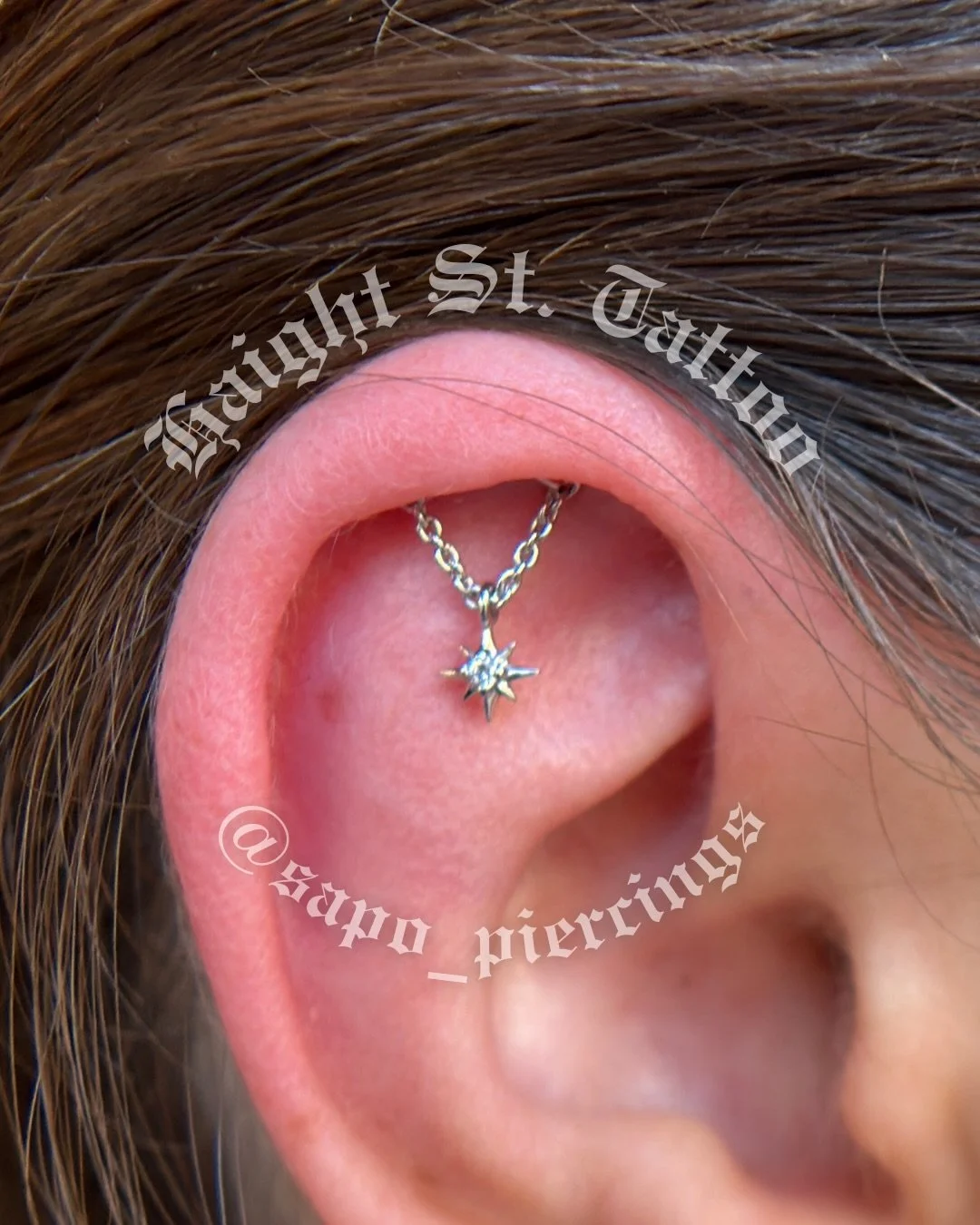 Some recents from our piercer @sapo_piercings ✨ 

Walk-ins always welcome! SUNDAY THRU WEDNESDAY 

1) Fresh Hidden Helix with @umanativedesign Starburst Dangle
2) Fresh Conch with @buddhajewelryofficial Heartshine and Dagger insert in Helix
3) Fresh 