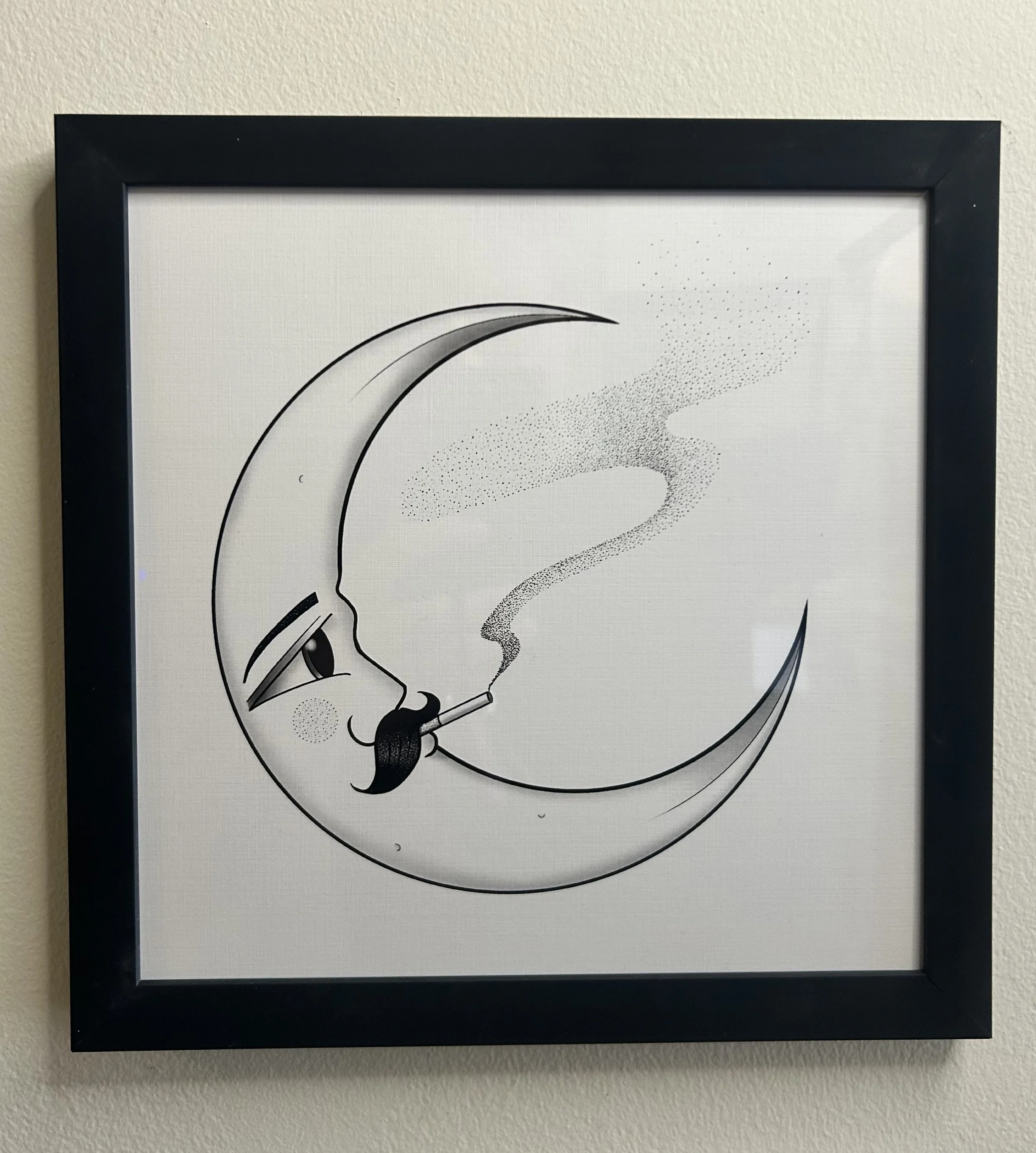 Smoking Moon Moonman Moonface Traditional Tattoo Flash image for gallery wall Cool edgy fantasy art.jpeg
