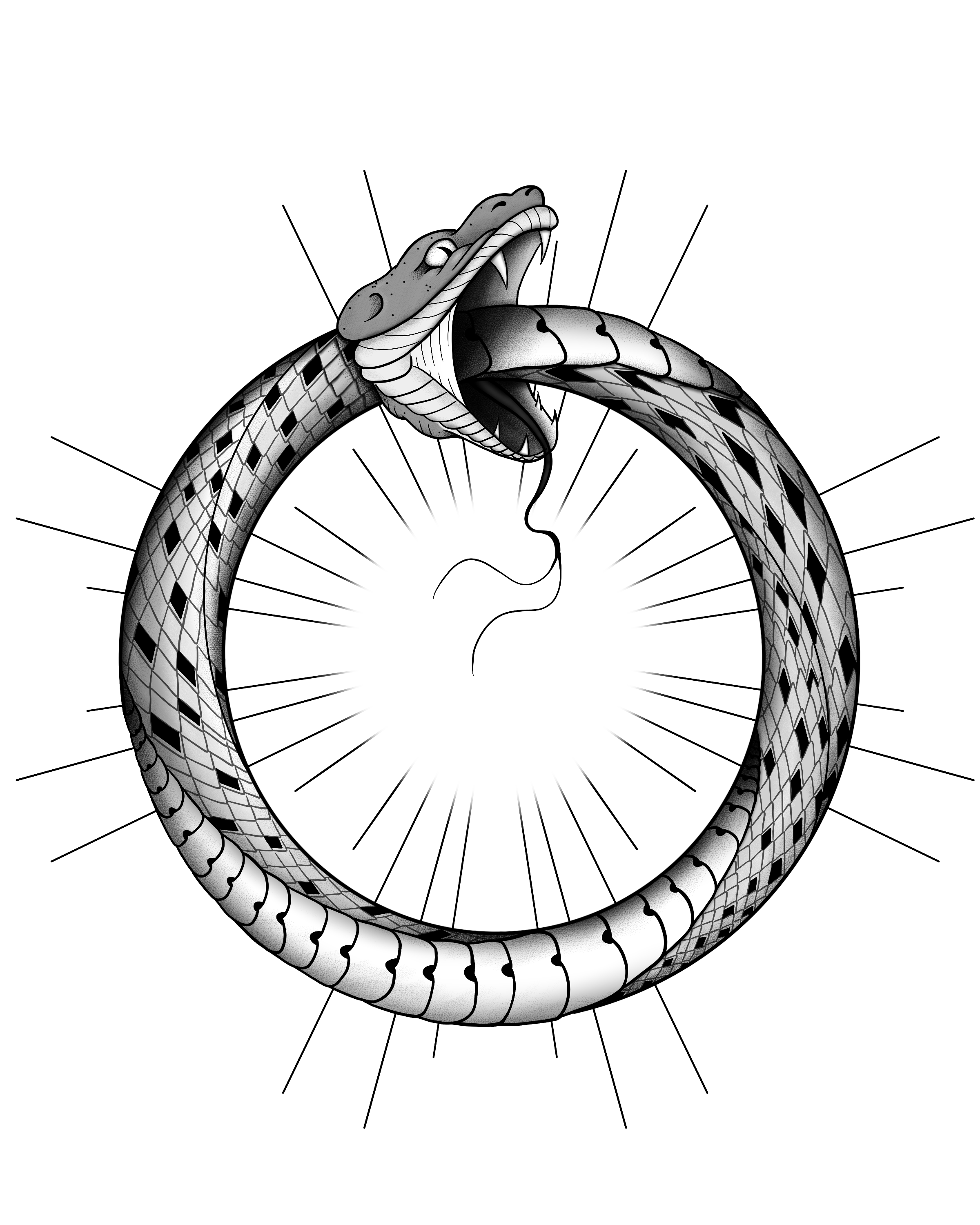 Ouroboros Snake Tattoo Digital Art Zac Milbourn Chicago Artist Gallery Wall Print