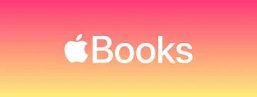 Apple Books logo on a pink and orange gradient background.