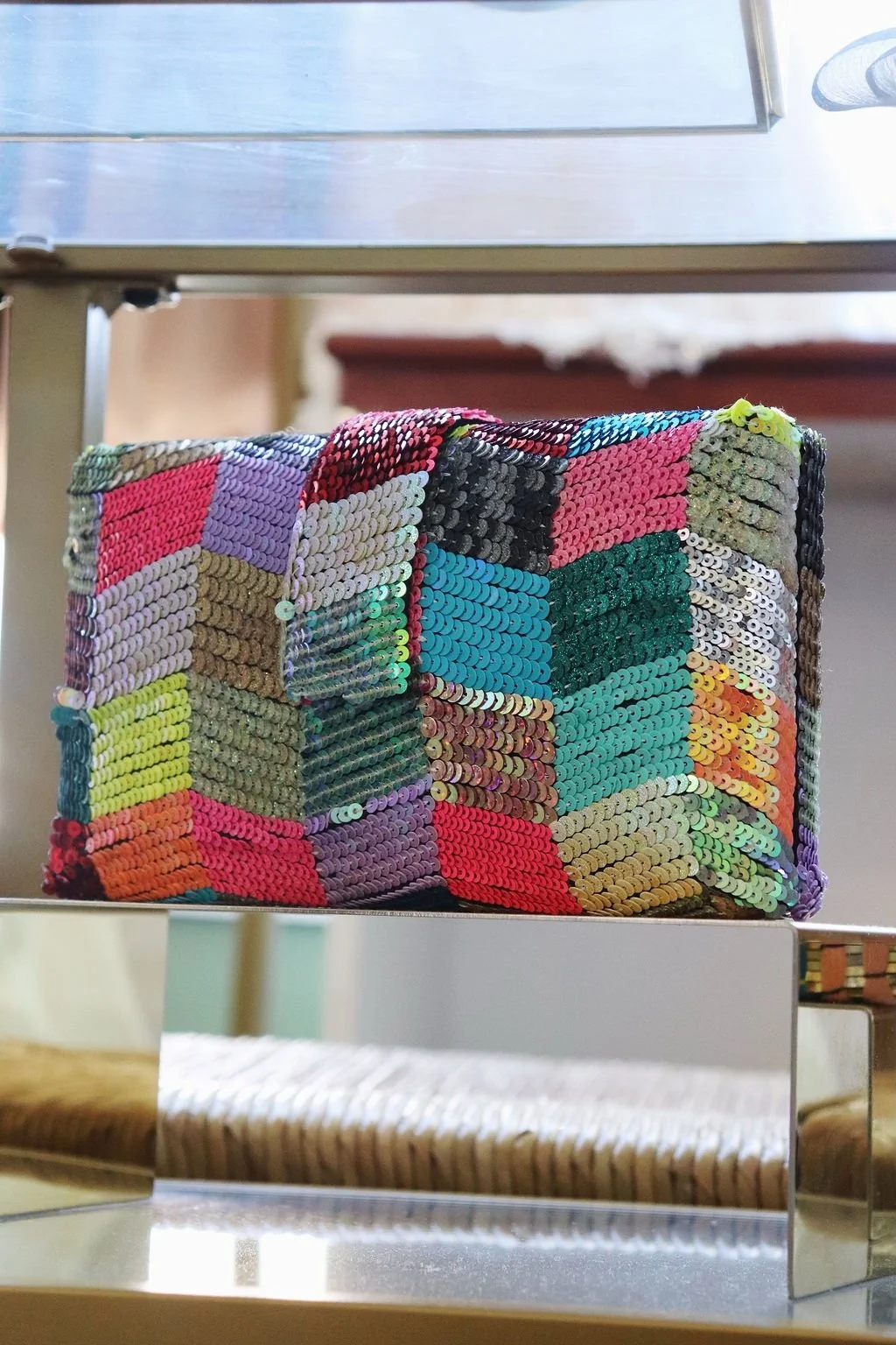 Colourful sequin clutch