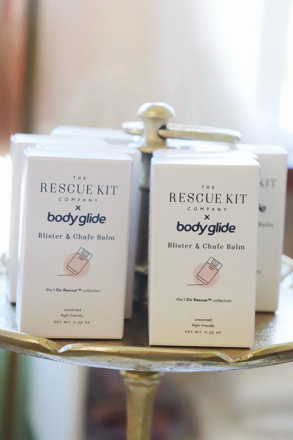 Rescue Kit Body Glide on the gold display stand