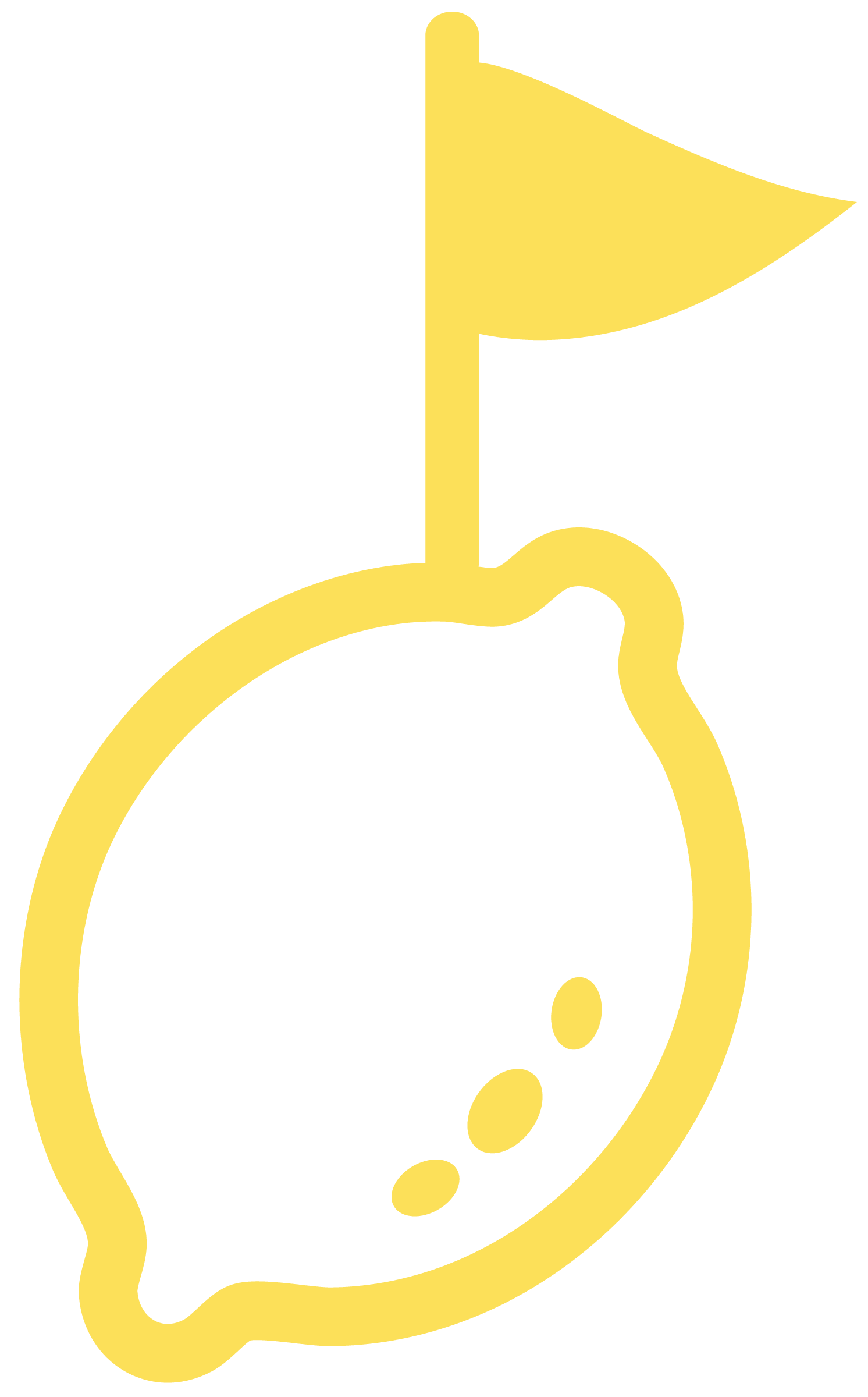 A yellow lemon with a lemon wedge emerging from its top, featuring a small leaf attached to the stem.