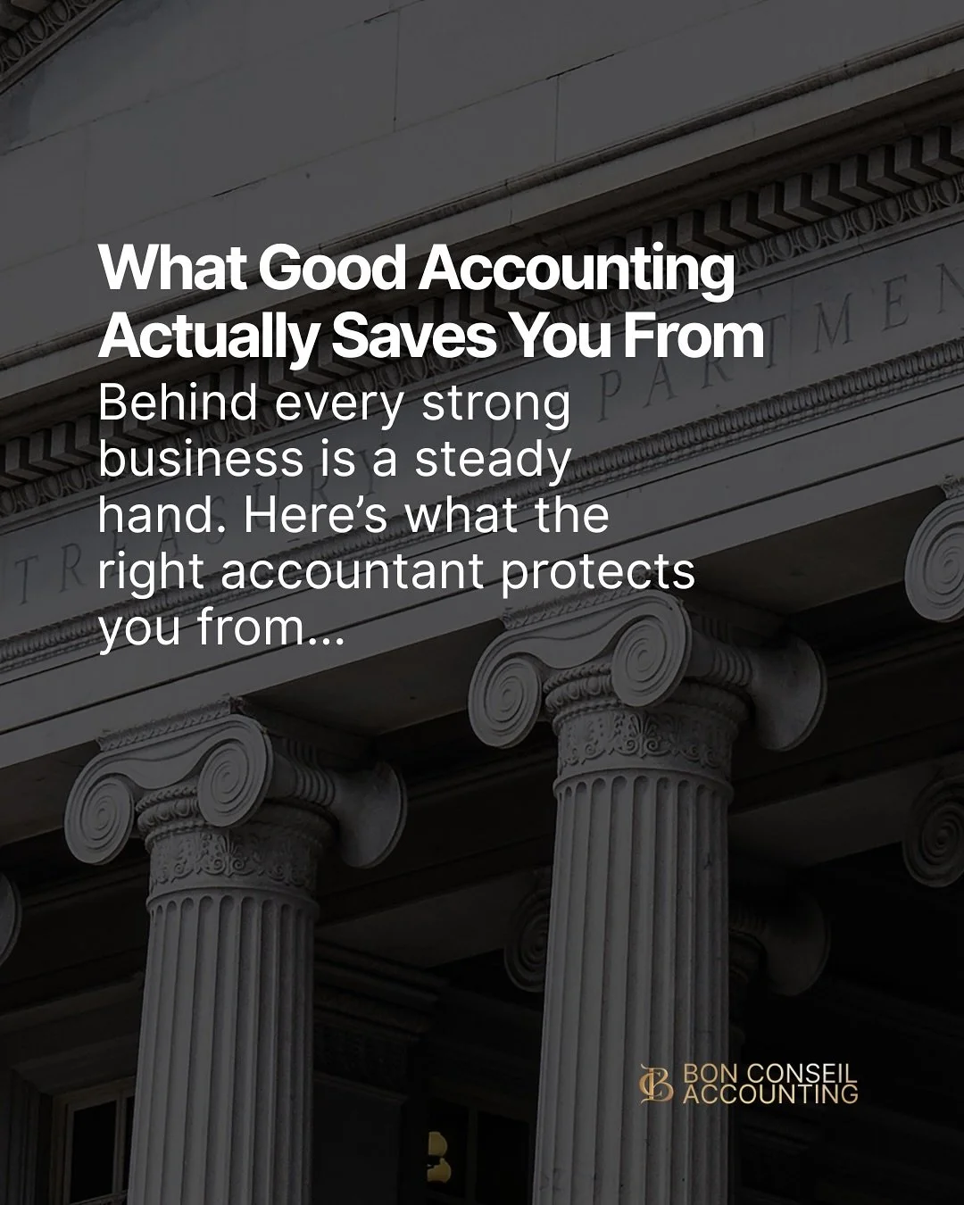Good accounting isn&rsquo;t just about numbers, it&rsquo;s about protecting your business.

Cash flow, compliance, tax, growth decisions&hellip; the right systems keep you safe long before problems appear.