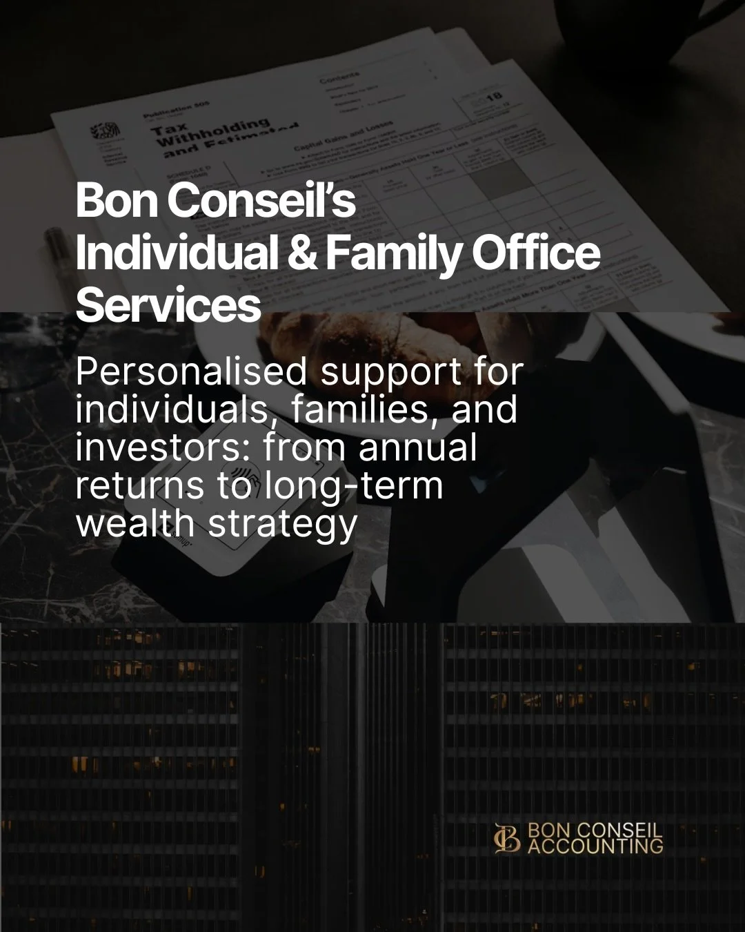 Personal tax, wealth strategy, family office support, all handled with precision and care.

Because better decisions start with better guidance.

📞 in bio.