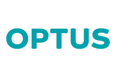 Optus logo with blue text on a white background.