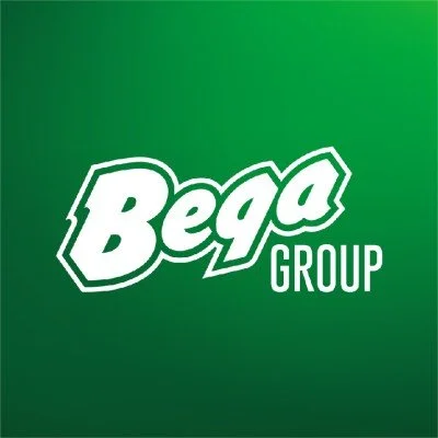 Bega Group logo on a green background.
